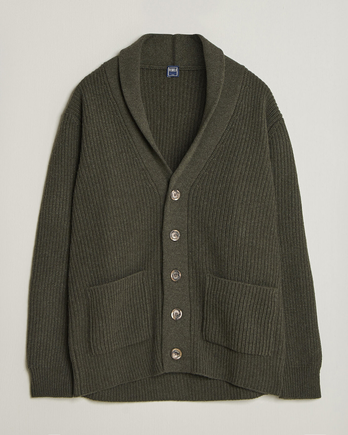 Herr | Tröjor | Fedeli | Wool/Cashmere Shawl Cardigan Forest Green