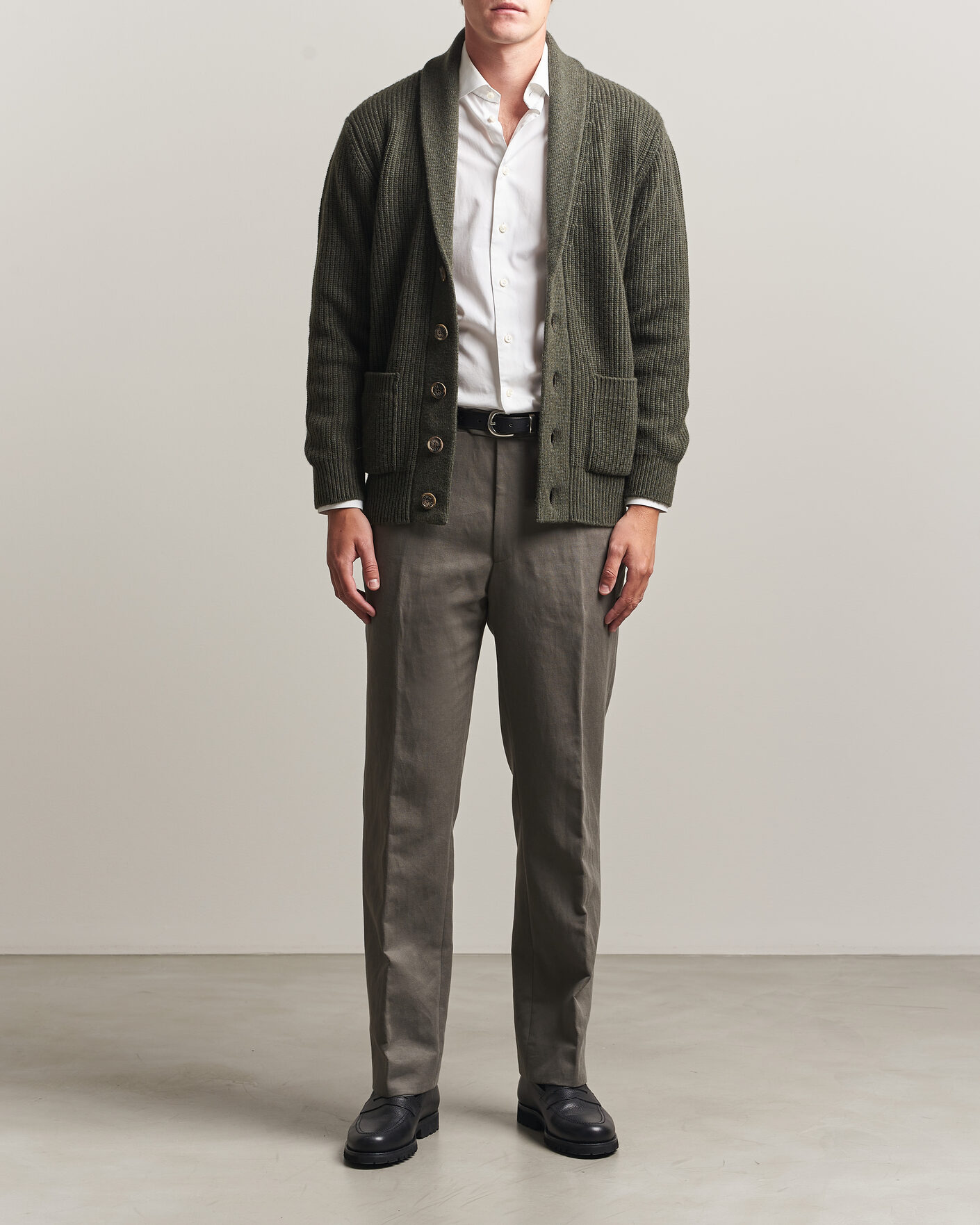 Herr | Tröjor | Fedeli | Wool/Cashmere Shawl Cardigan Forest Green