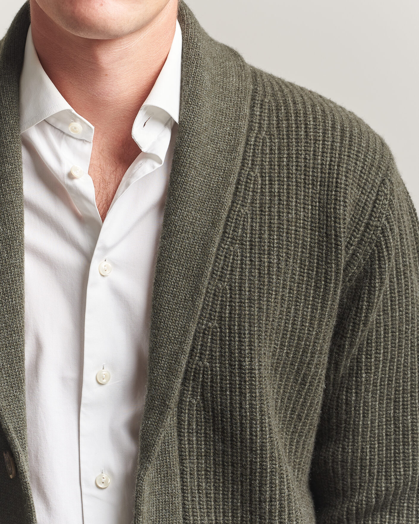 Herr | Tröjor | Fedeli | Wool/Cashmere Shawl Cardigan Forest Green