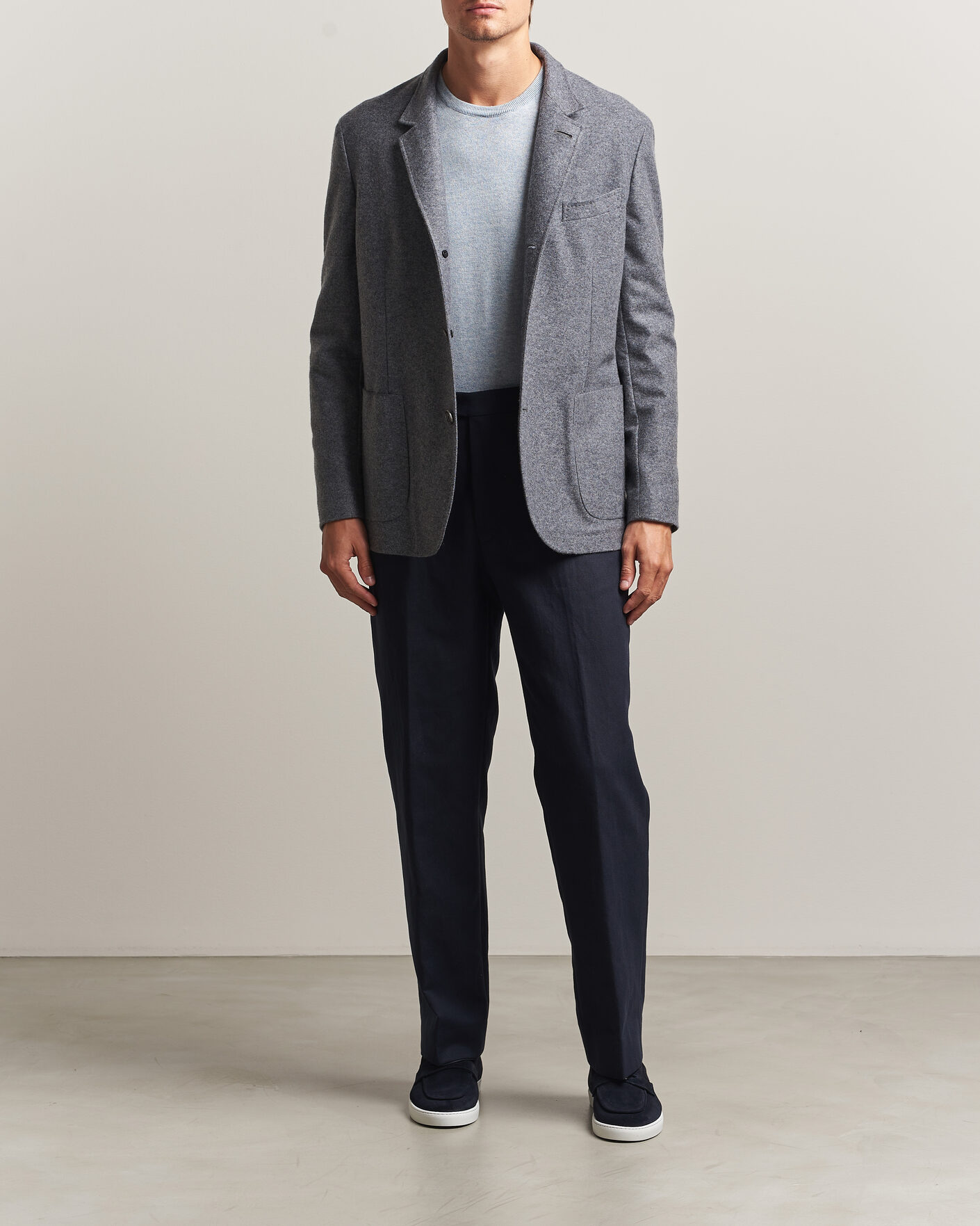 Herr | Kavajer | Fedeli | Cashmere Flannel Jacket Grey Melange