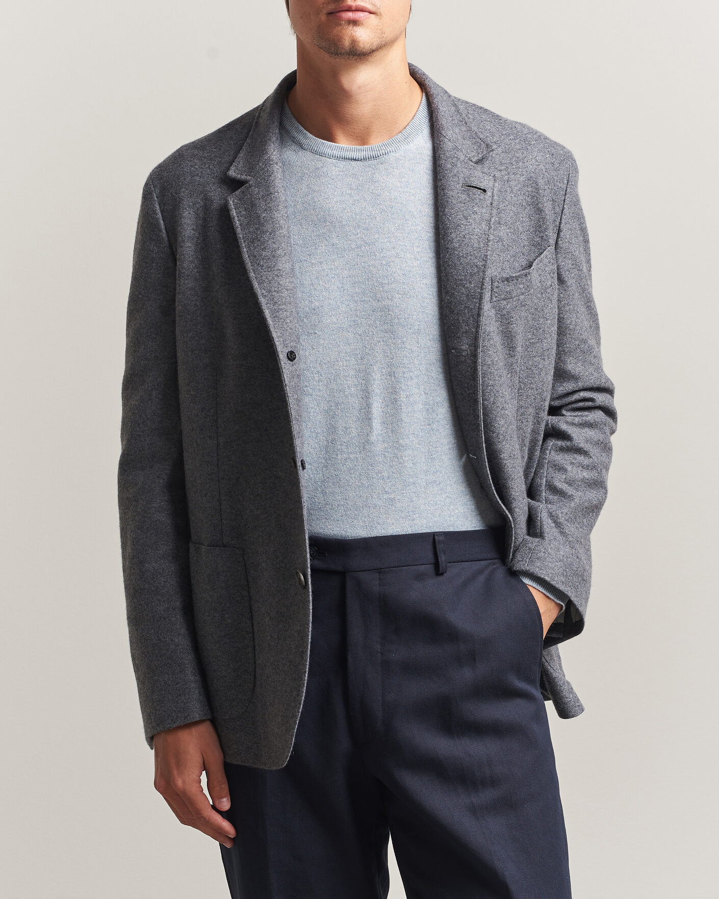 Herr | Kavajer | Fedeli | Cashmere Flannel Jacket Grey Melange