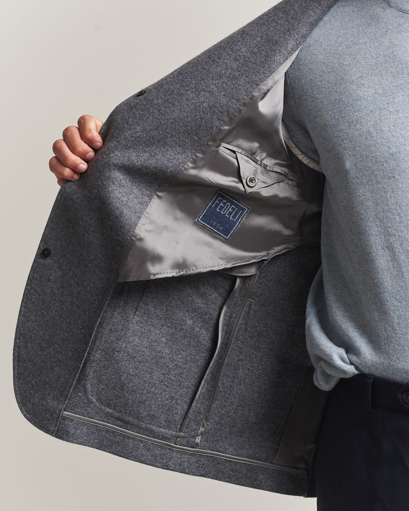 Herr | Kavajer | Fedeli | Cashmere Flannel Jacket Grey Melange