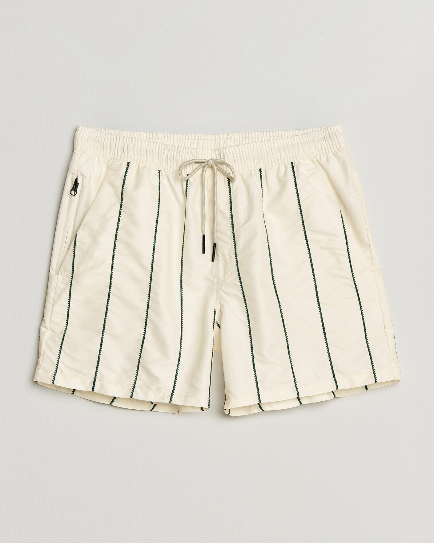 Herr | Badbyxor | OAS | Granada Striped Swimshorts White/Green