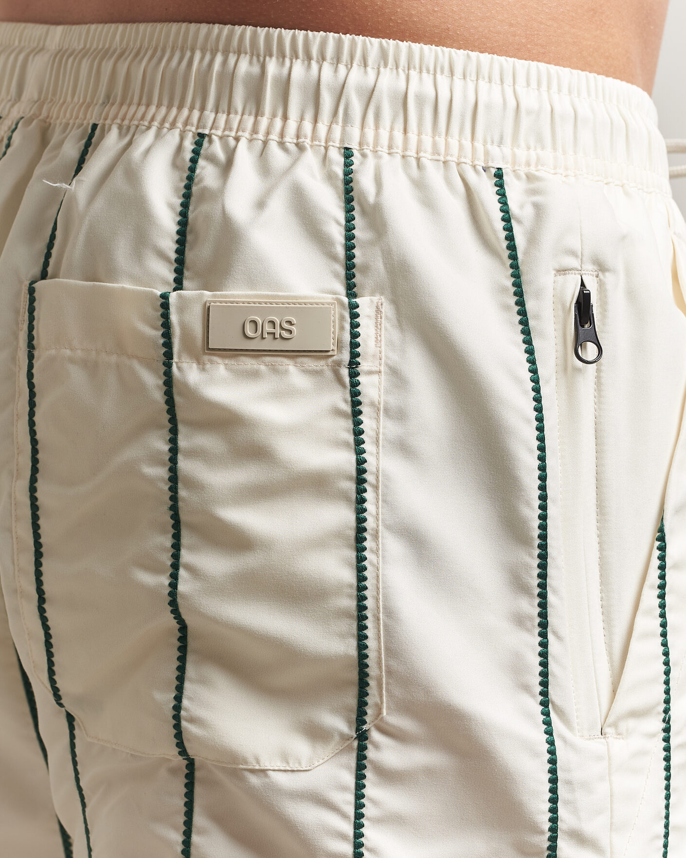 Herr | Badbyxor | OAS | Granada Striped Swimshorts White/Green