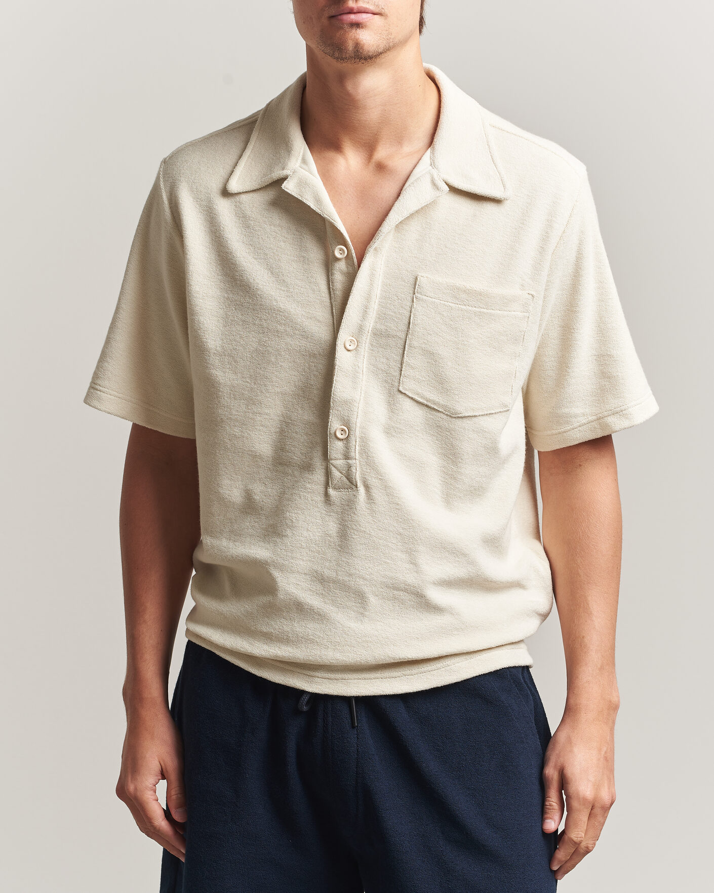 Herr | Pikéer | OAS | Novo Regular Fit Terry Polo Ecru