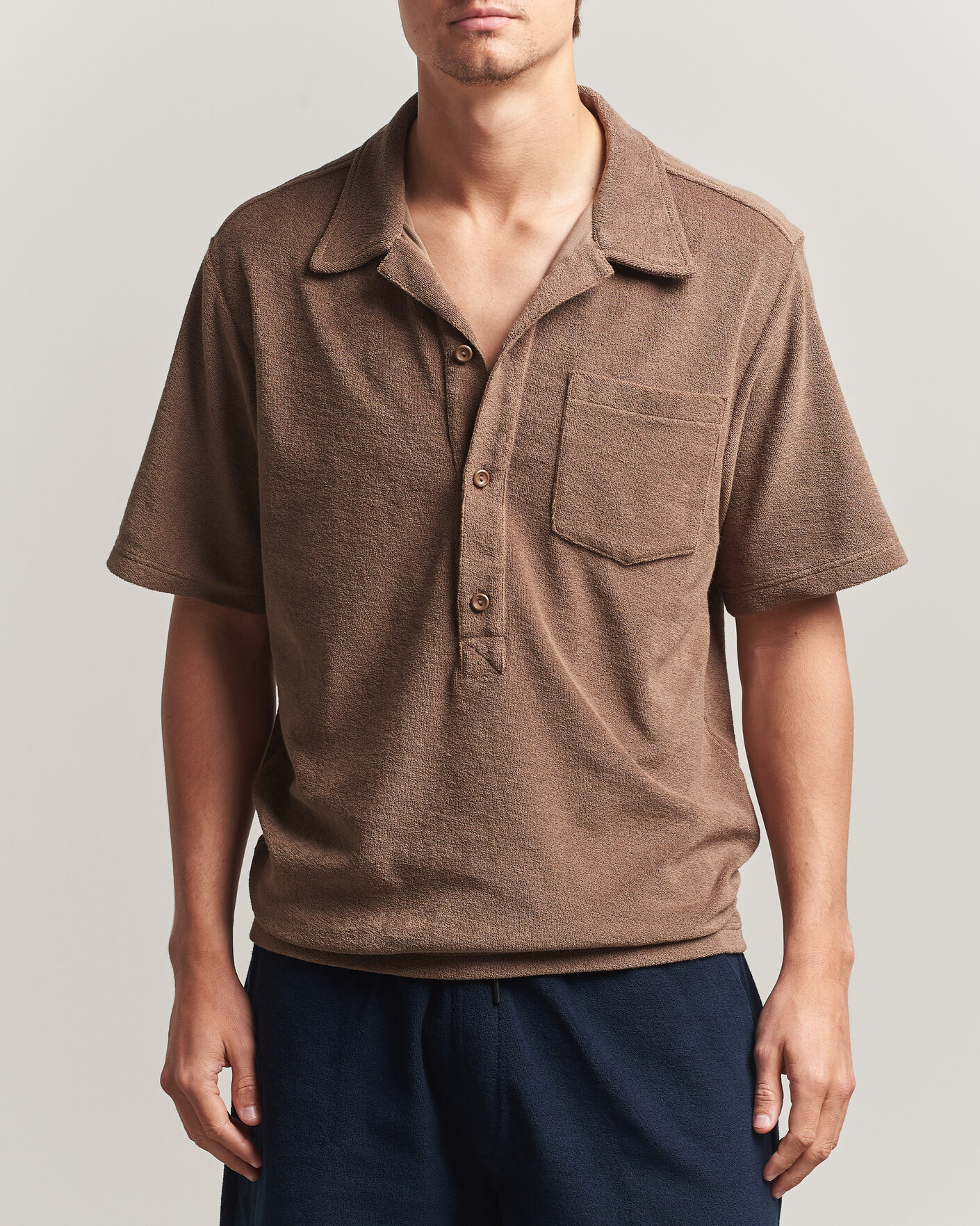 Herr | Pikéer | OAS | Novo Regular Fit Terry Polo Brown