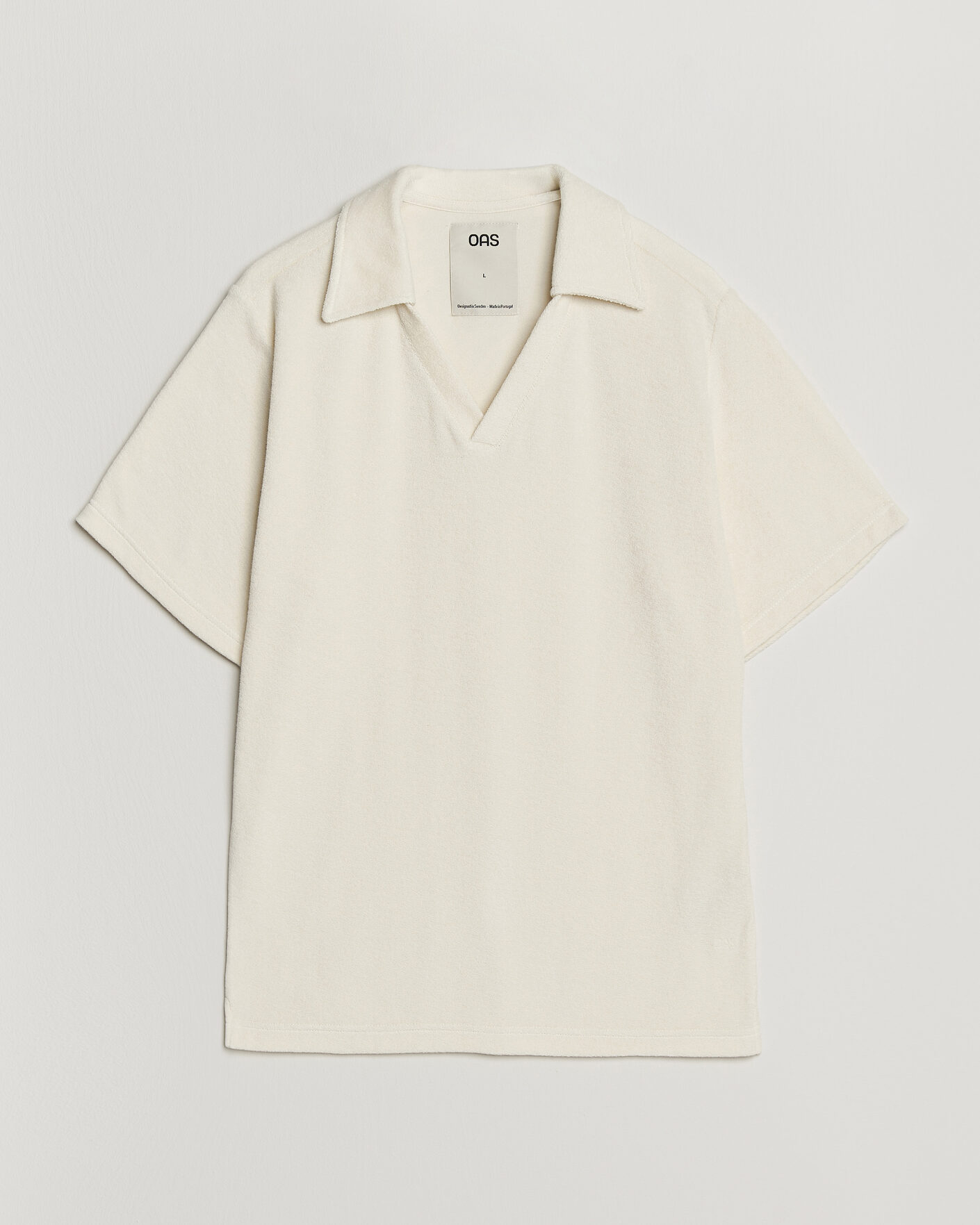 Herr | Pikéer | OAS | Serif Regular Fit Terry Open Collar Polo Ecru