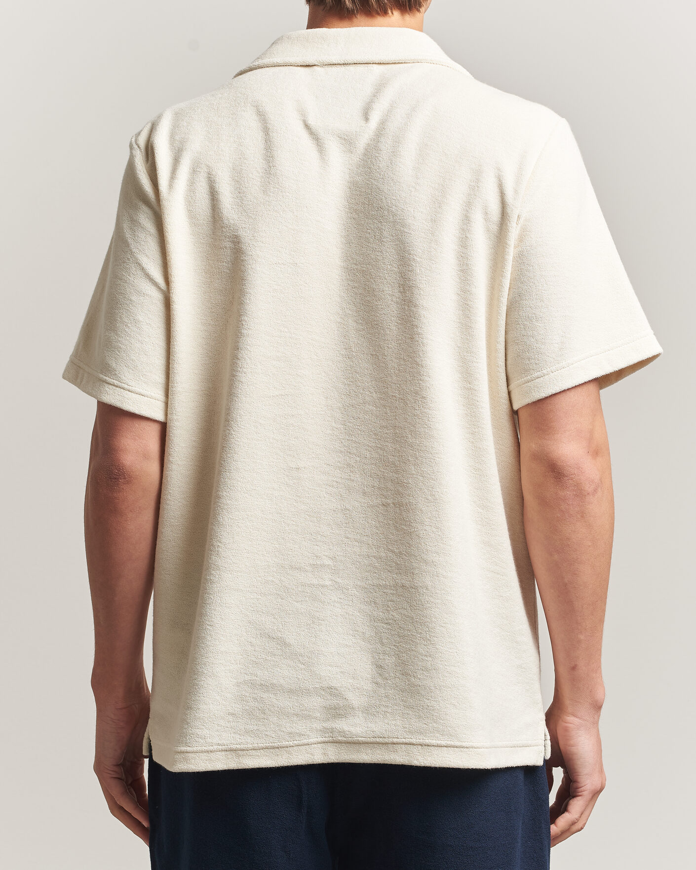 Herr | Pikéer | OAS | Serif Regular Fit Terry Open Collar Polo Ecru