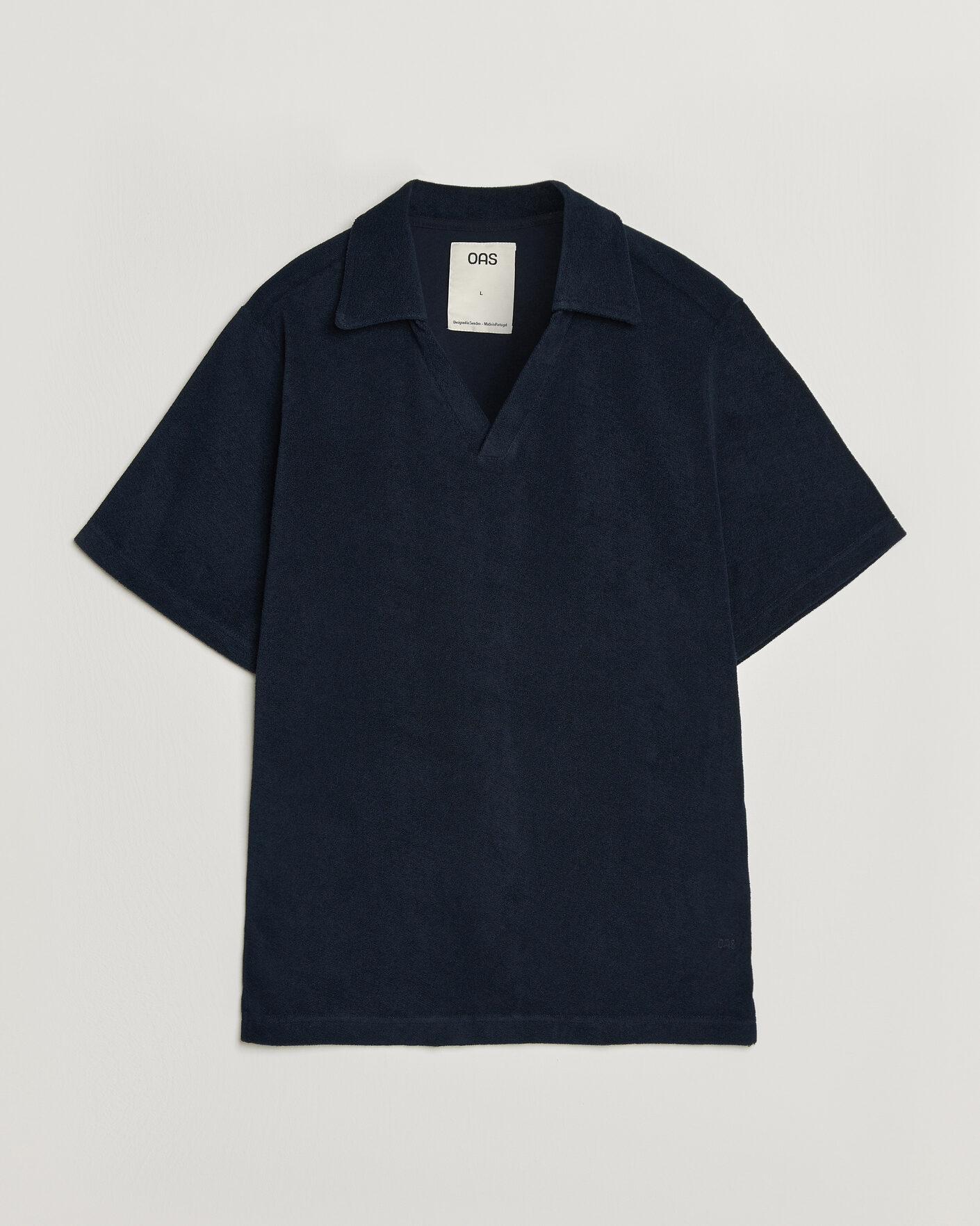 Herr | Pikéer | OAS | Serif Regular Fit Terry Open Collar Polo Dark Blue