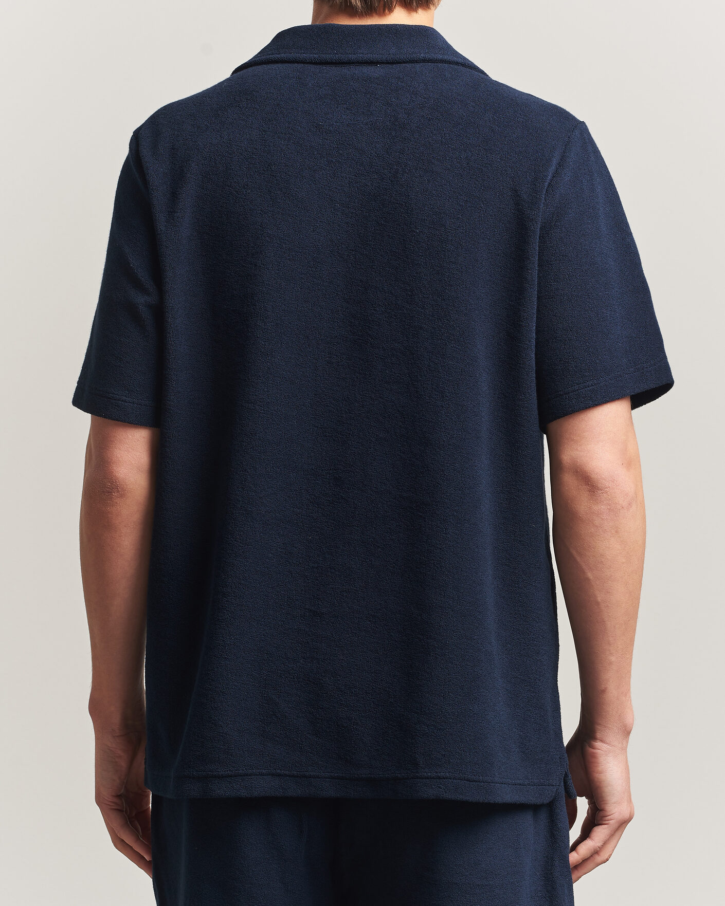 Herr | Pikéer | OAS | Serif Regular Fit Terry Open Collar Polo Dark Blue