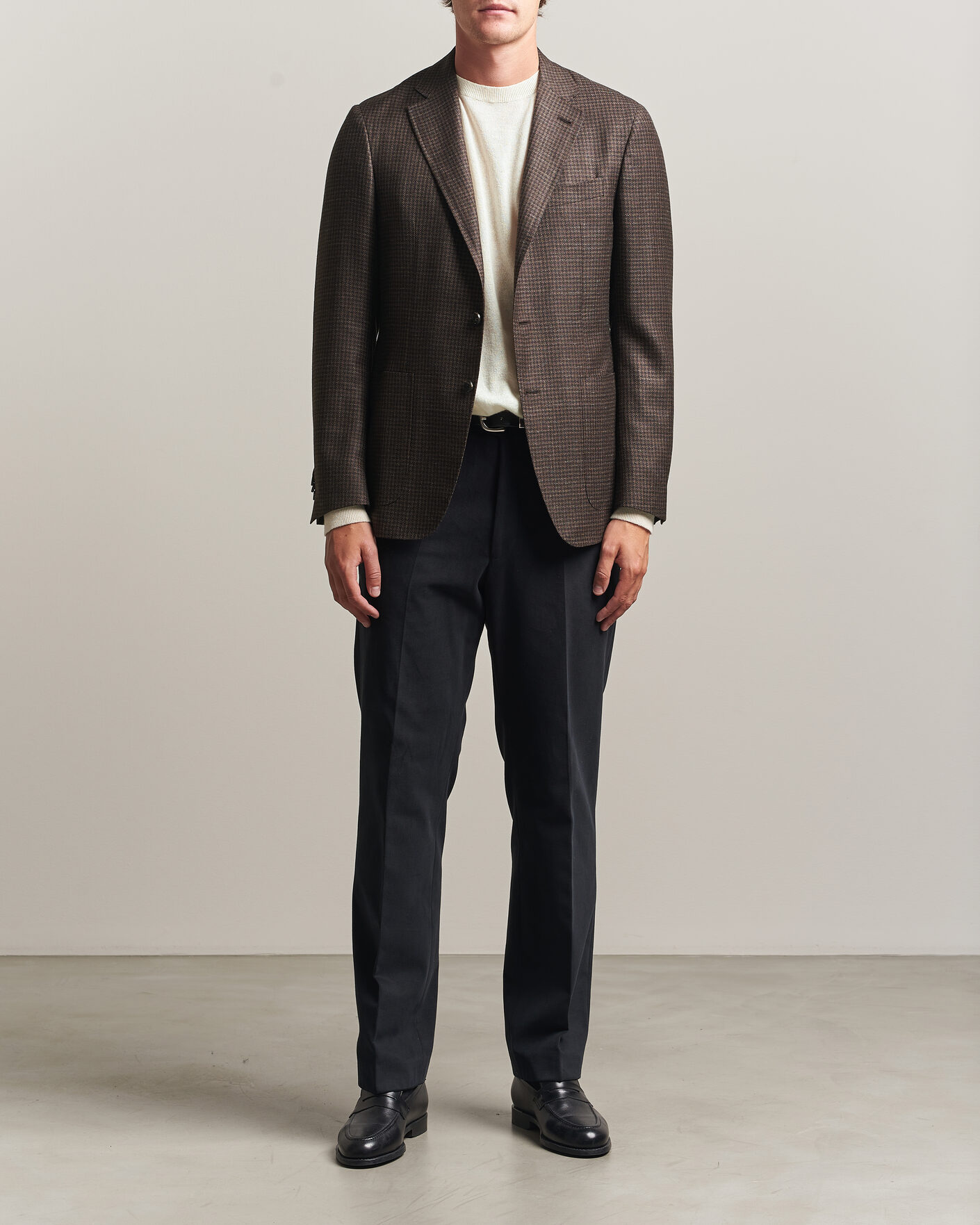 Herr | Kavajer | Canali | Kei Houndstooth Flannel Blazer Dark Brown