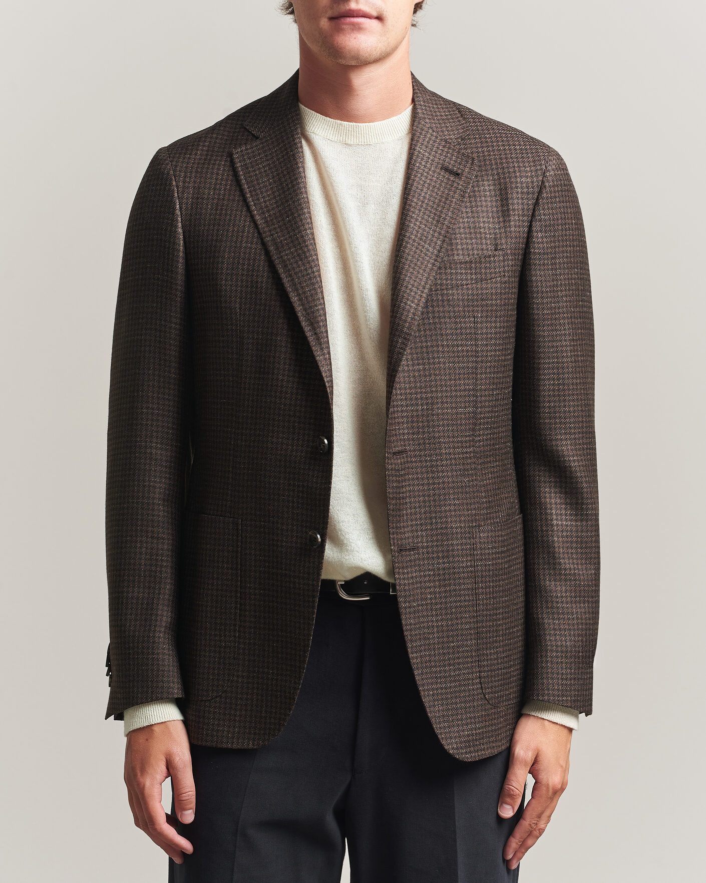 Herr | Kavajer | Canali | Kei Houndstooth Flannel Blazer Dark Brown