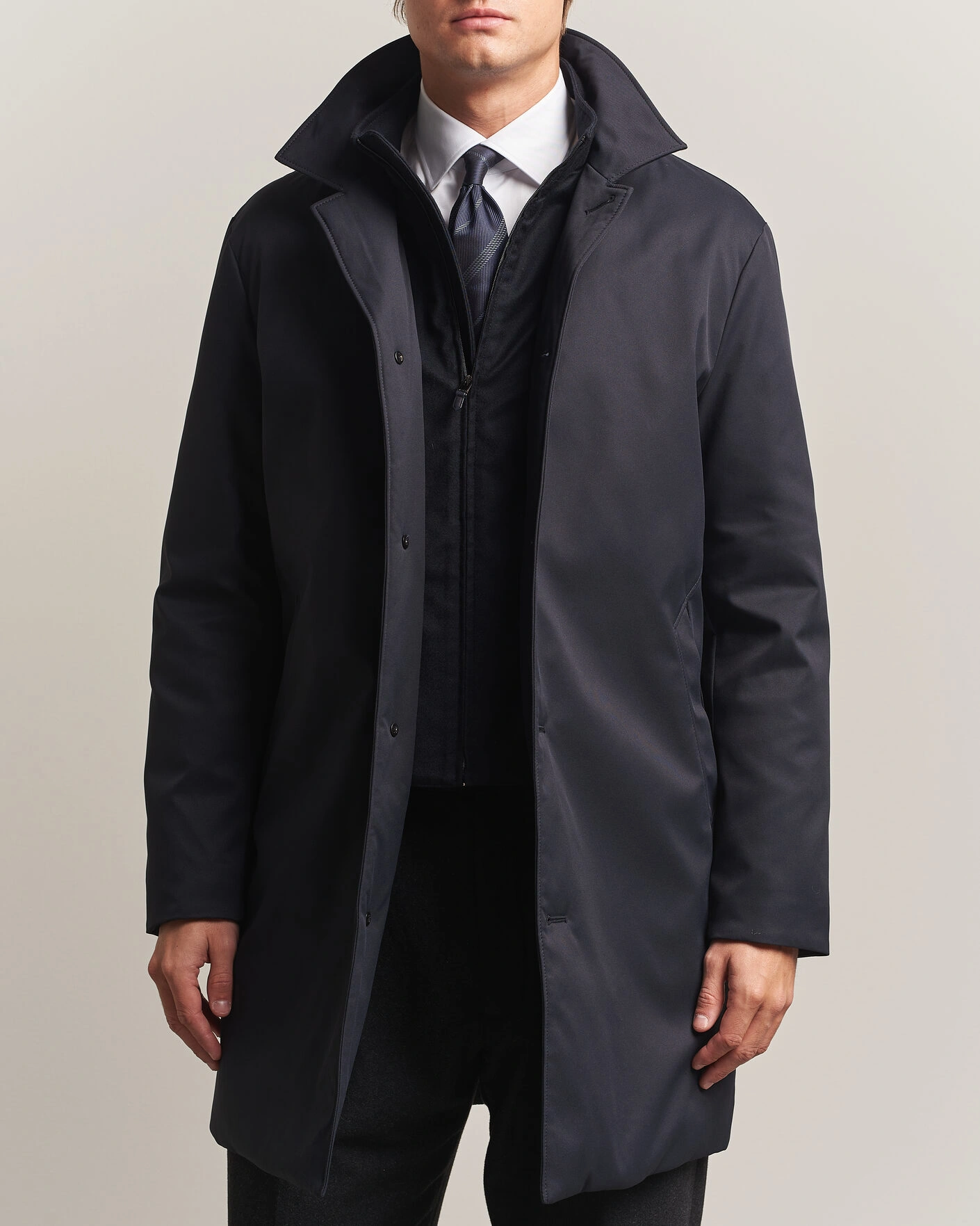 Herr | Jackor | Canali | Zip Liner Down Coat Navy