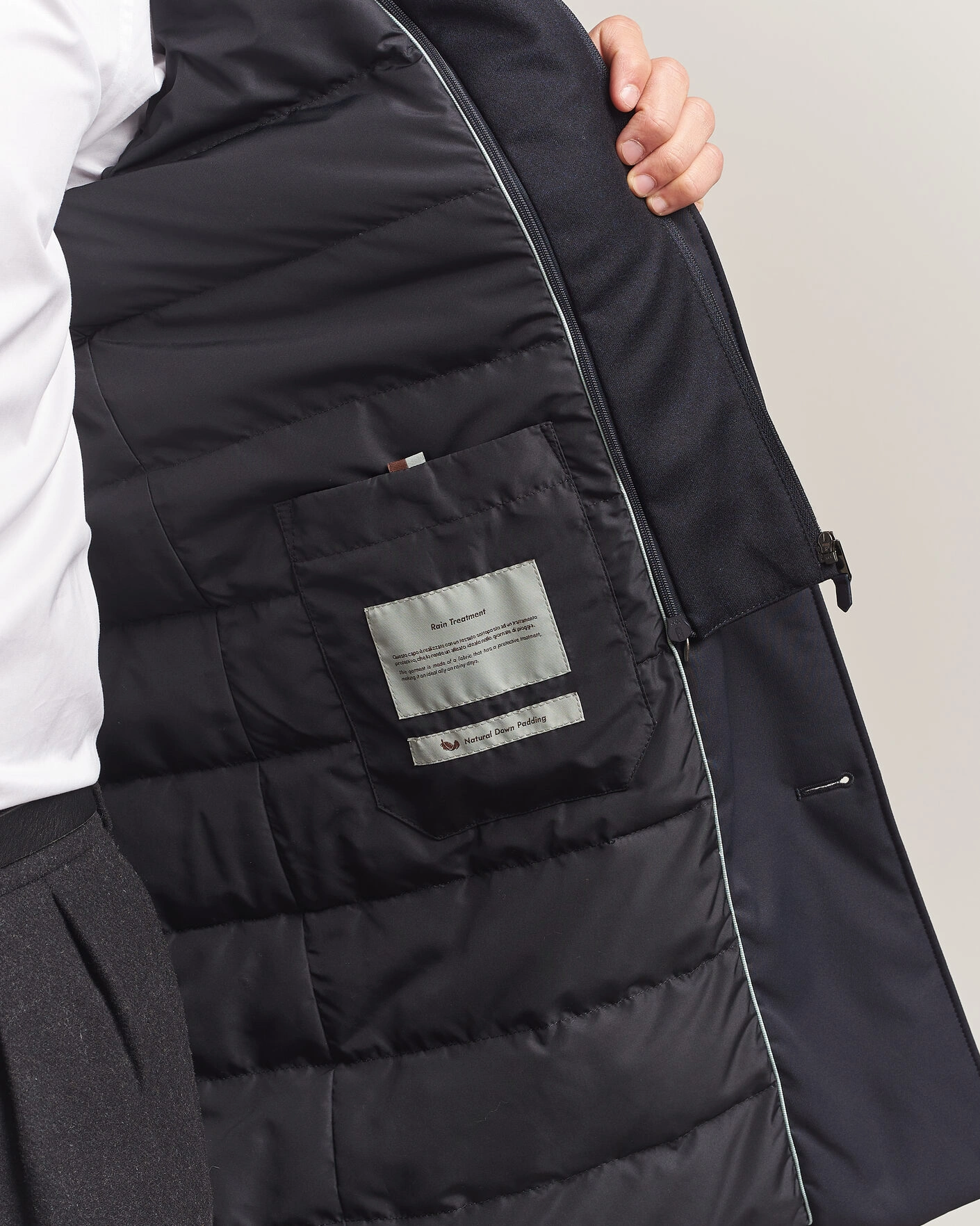 Herr | Jackor | Canali | Zip Liner Down Coat Navy