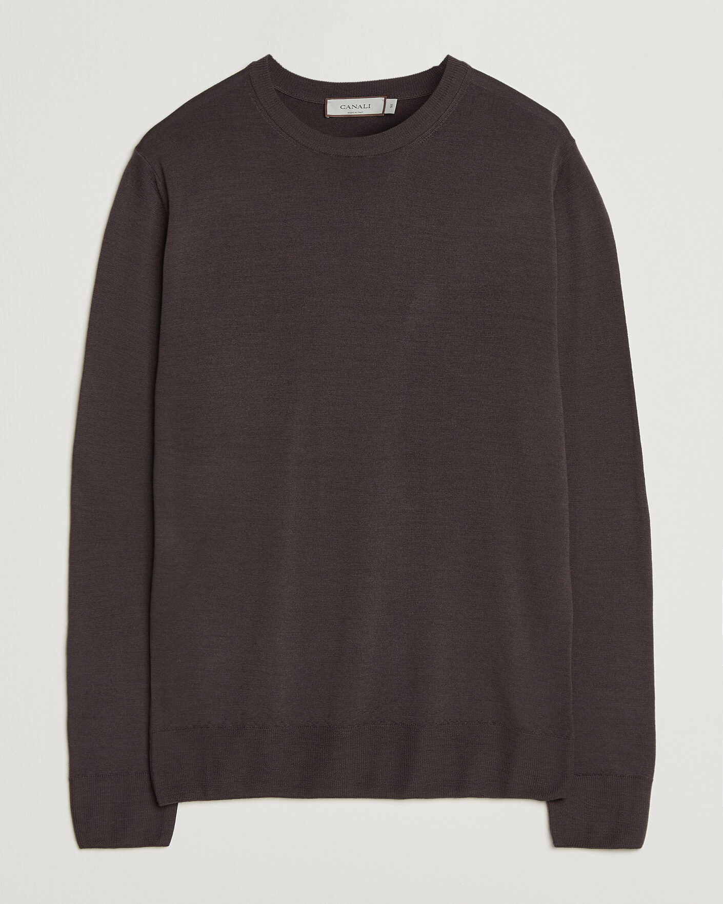 Herr | Tröjor | Canali | Merino Wool Crew Neck Dark Brown