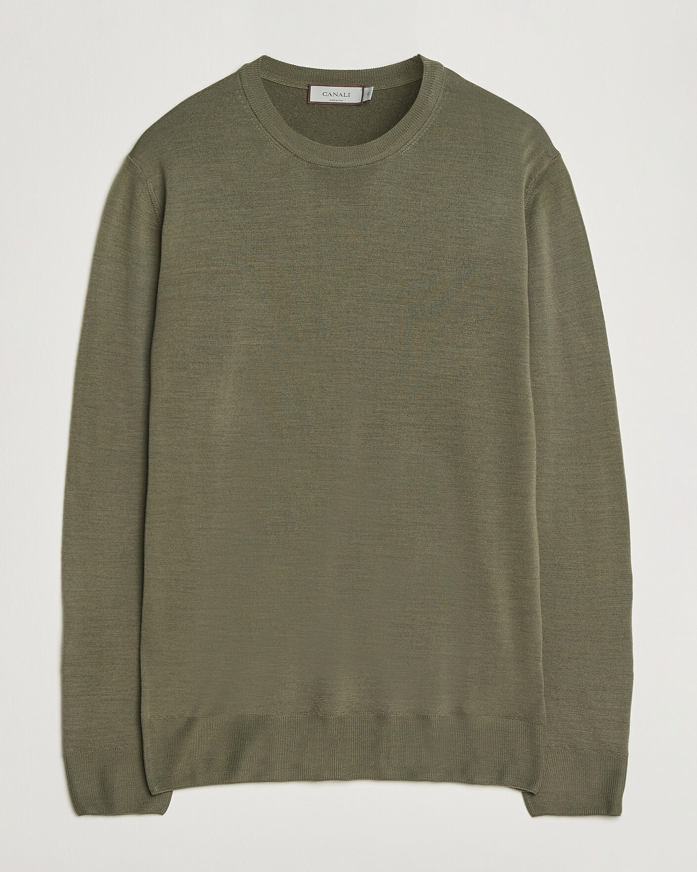 Herr | Tröjor | Canali | Merino Wool Crew Neck Olive