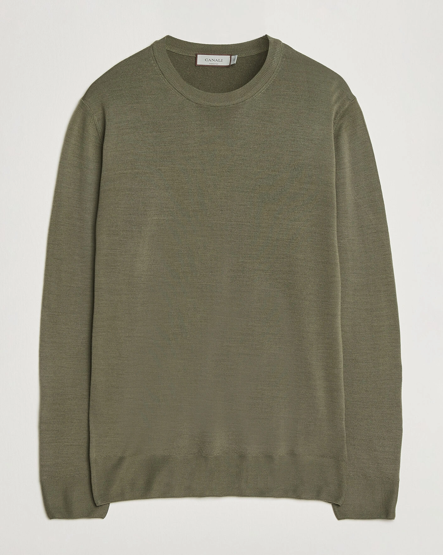 Herr | Tröjor | Canali | Merino Wool Crew Neck Olive
