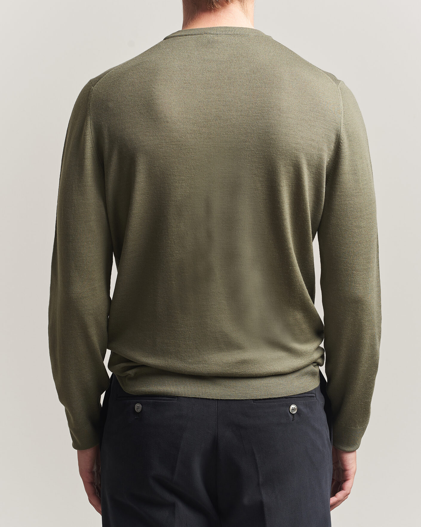 Herr | Tröjor | Canali | Merino Wool Crew Neck Olive