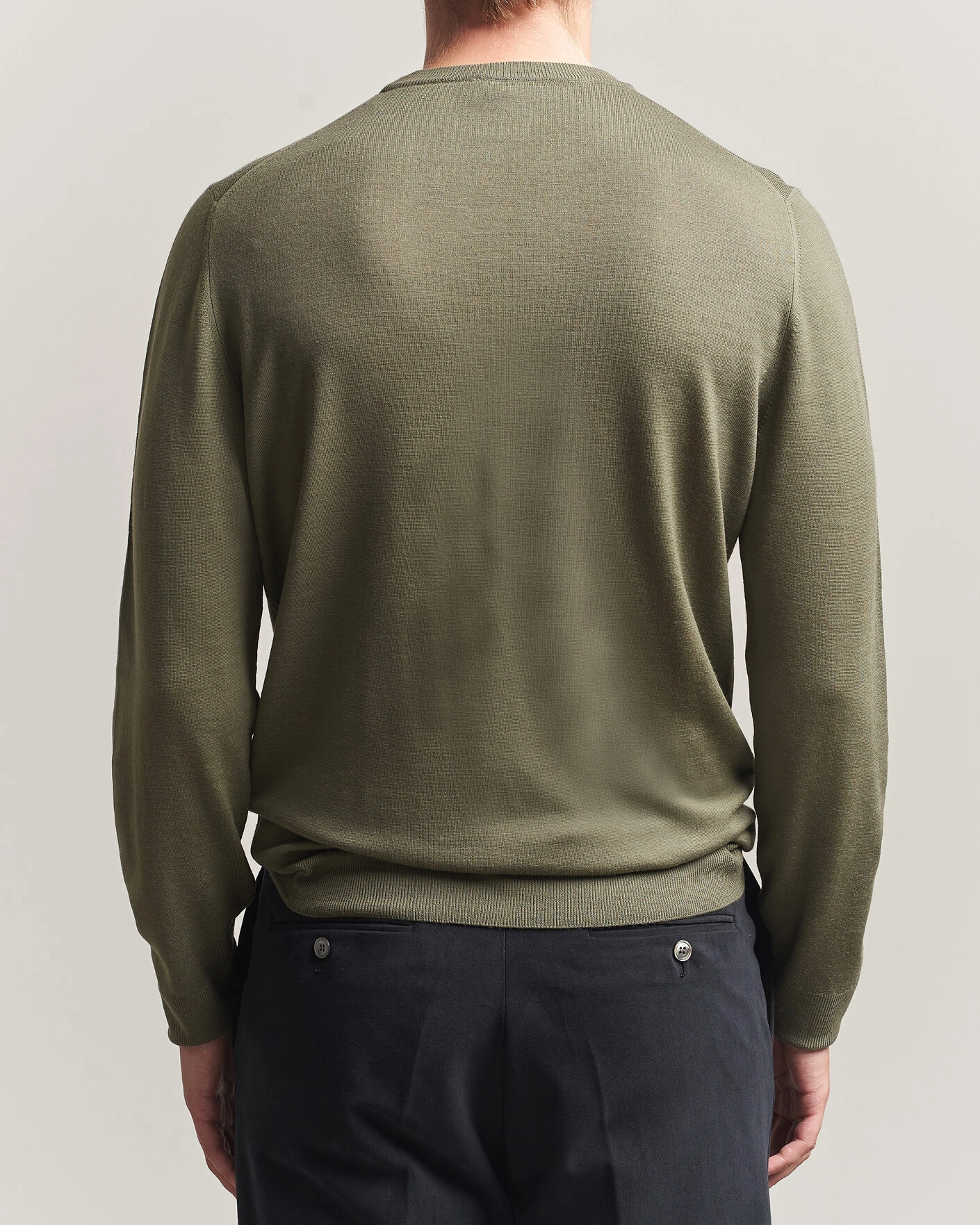Herr | Tröjor | Canali | Merino Wool Crew Neck Olive