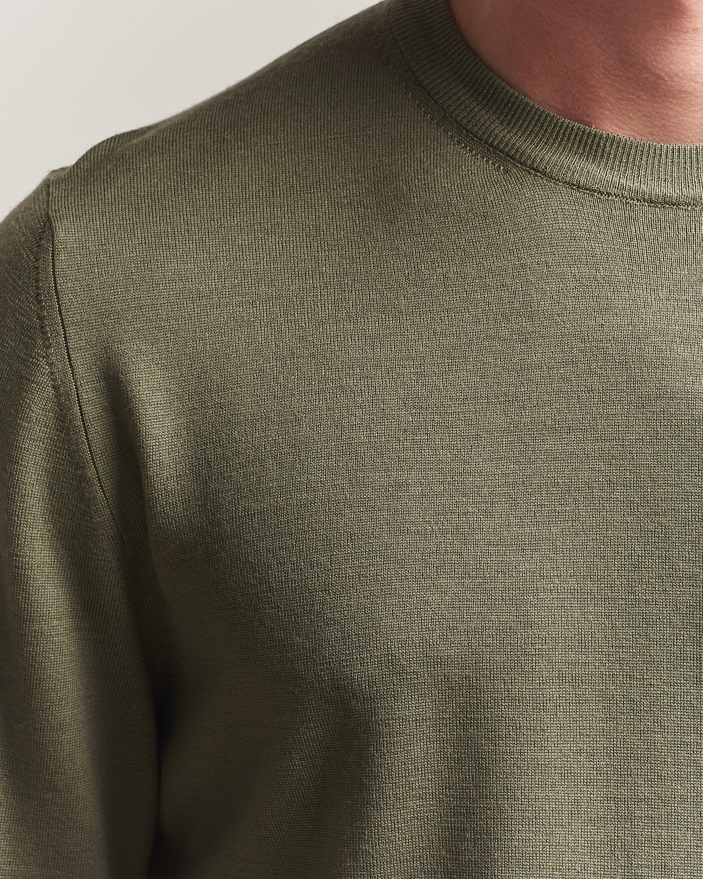 Herr | Tröjor | Canali | Merino Wool Crew Neck Olive