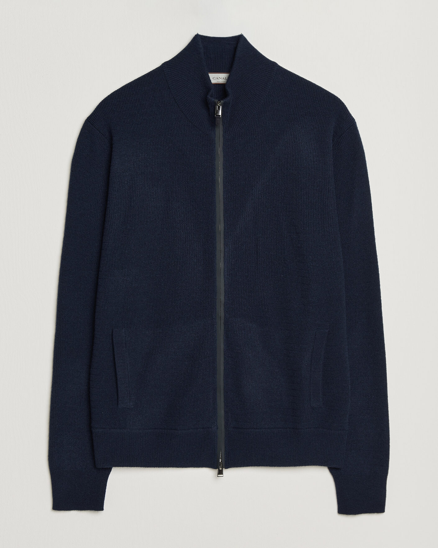 Herr | Tröjor | Canali | Wool/Cashmere Full Zip Cardigan Navy