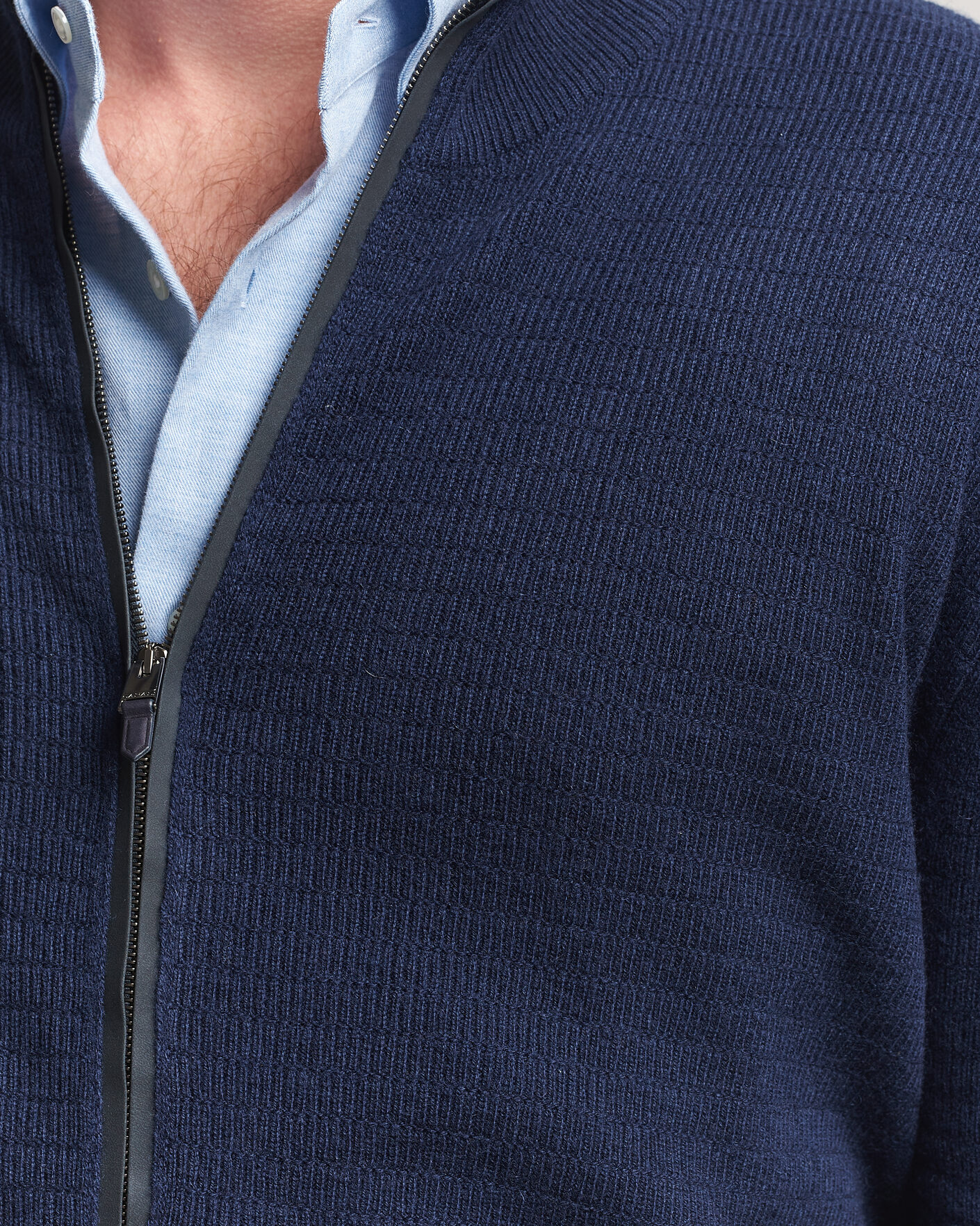 Herr | Tröjor | Canali | Wool/Cashmere Full Zip Cardigan Navy
