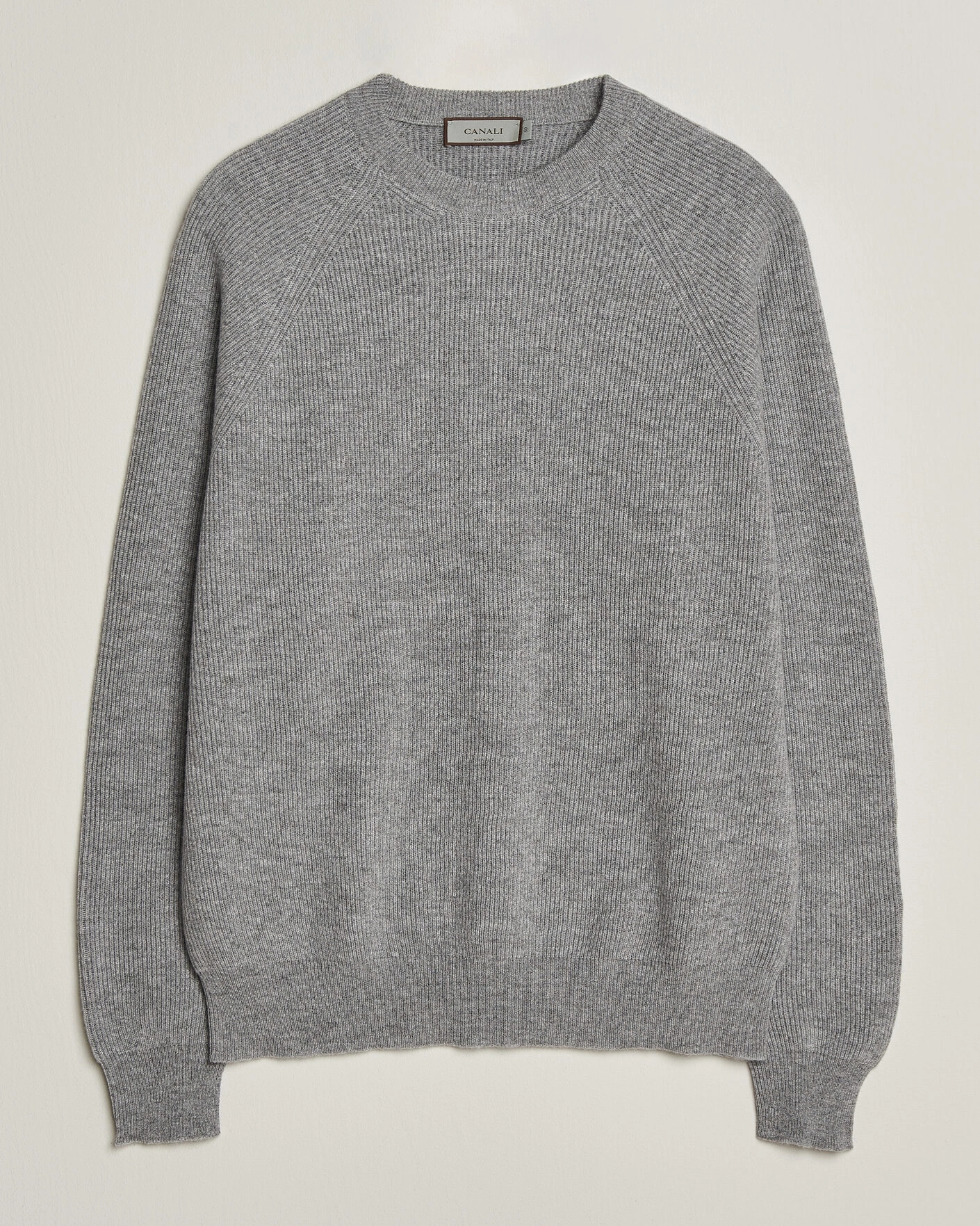 Herr | Tröjor | Canali | Rib Cashmere Sweater Light Grey