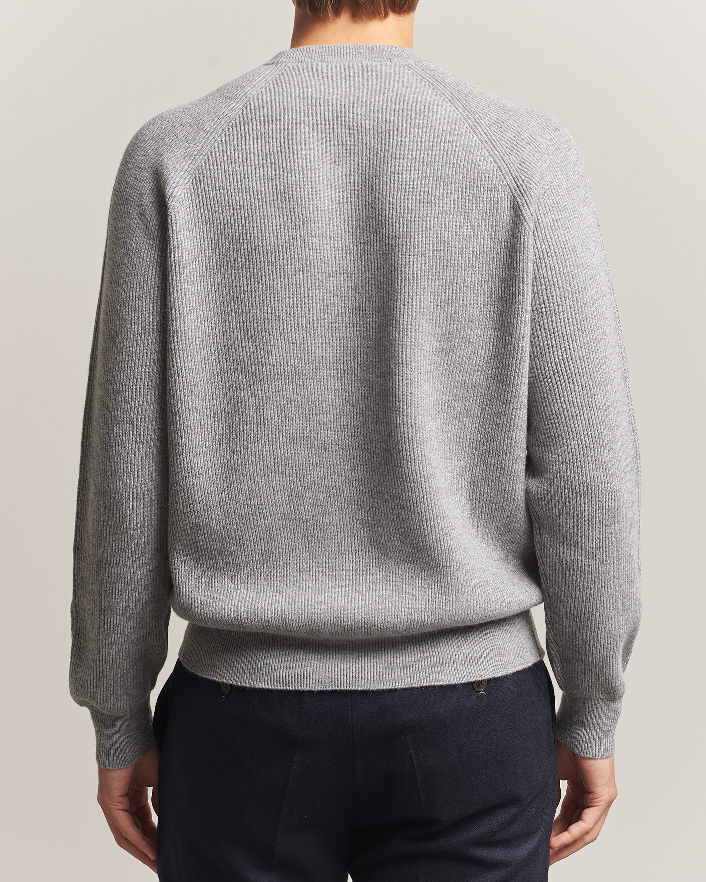 Herr | Tröjor | Canali | Rib Cashmere Sweater Light Grey