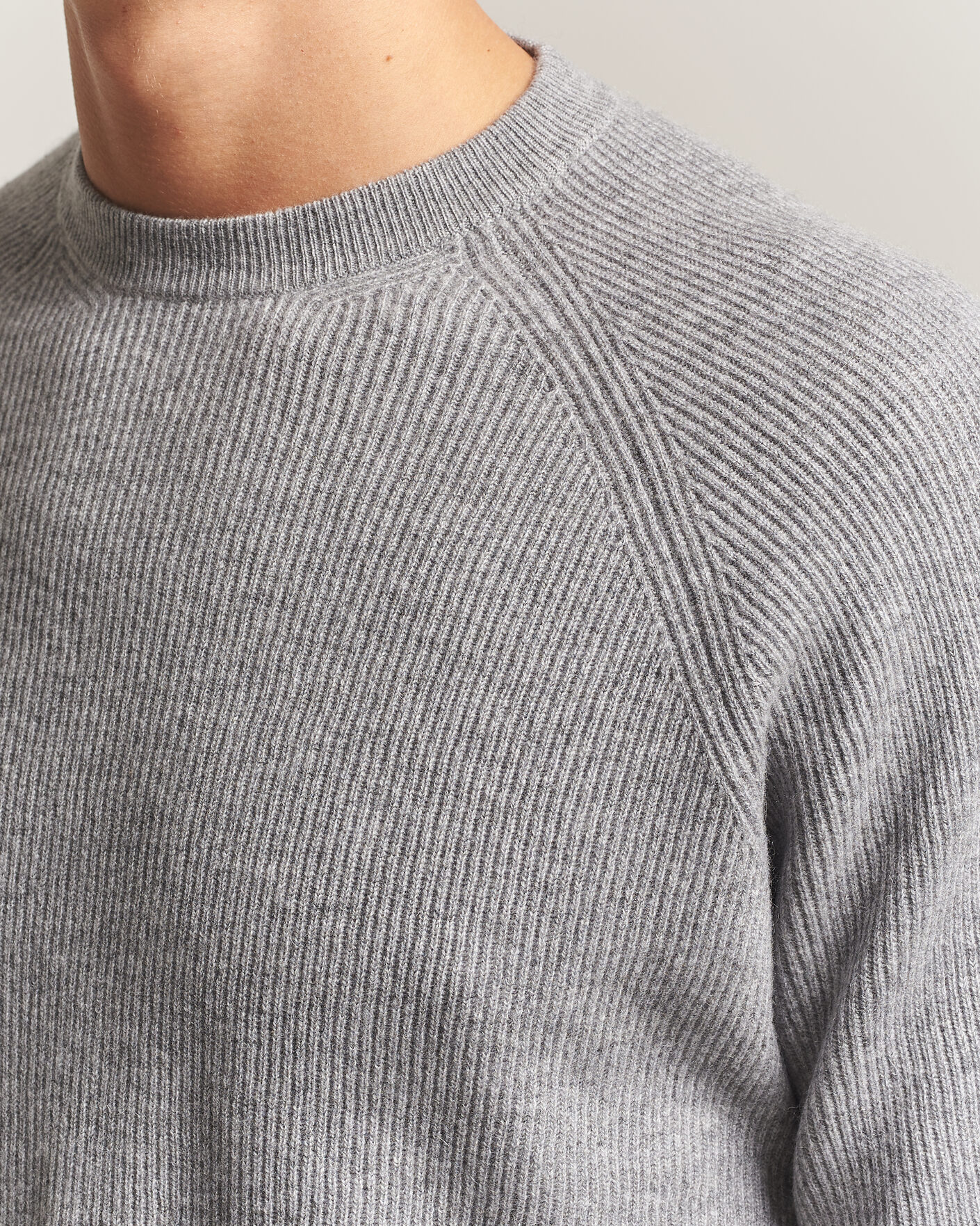 Herr | Tröjor | Canali | Rib Cashmere Sweater Light Grey