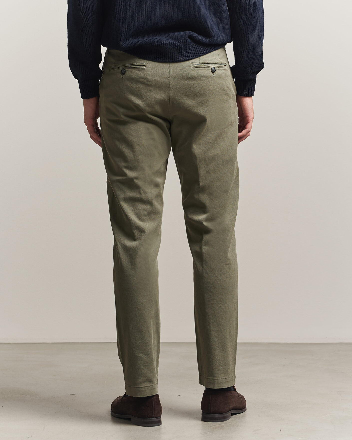 Herr | Byxor | Canali | Cotton Twill Chinos Olive