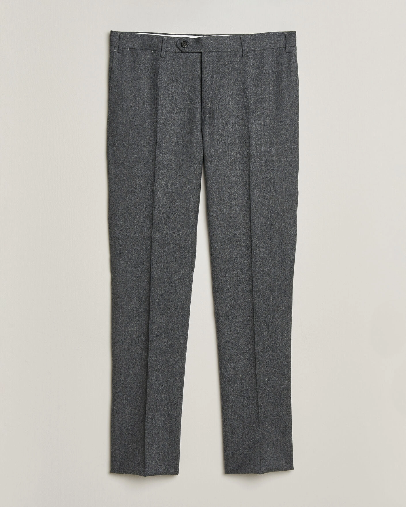 Herr | Byxor | Canali | Slim Fit Flannel Trousers Grey Melange