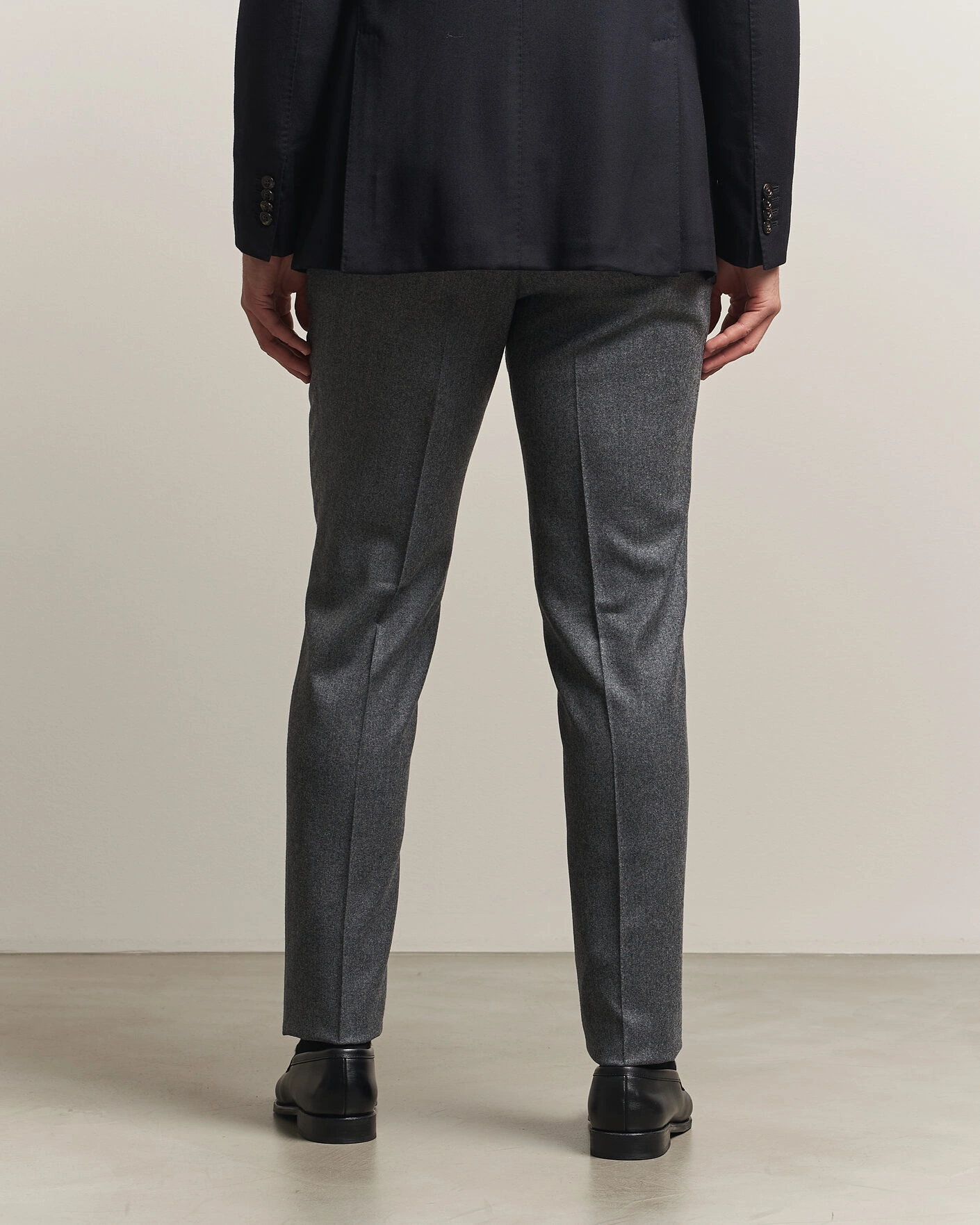 Herr | Byxor | Canali | Slim Fit Flannel Trousers Grey Melange