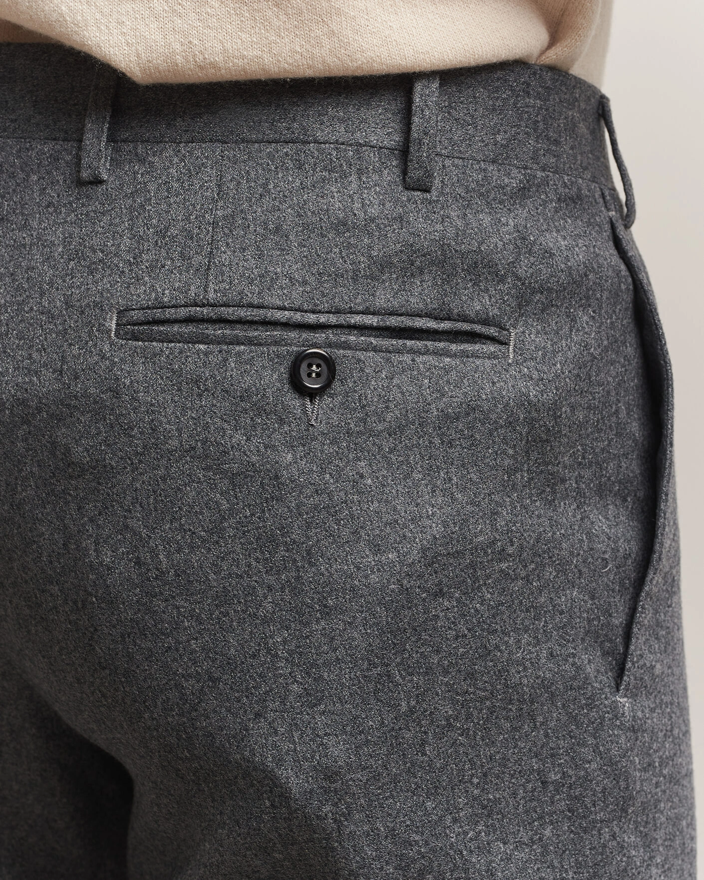 Herr | Byxor | Canali | Slim Fit Flannel Trousers Grey Melange