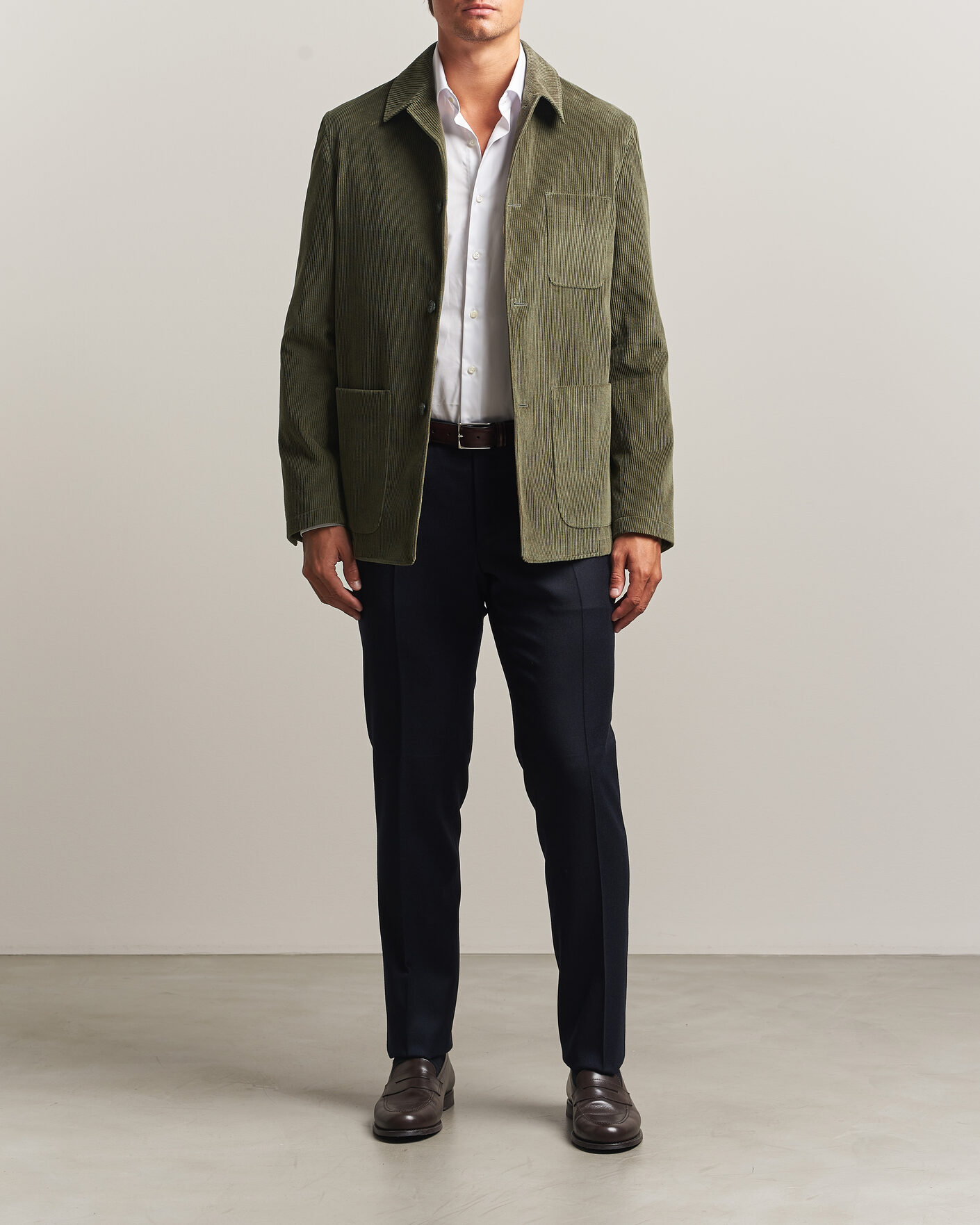Herr | Byxor | Canali | Slim Fit Flannel Trousers Navy