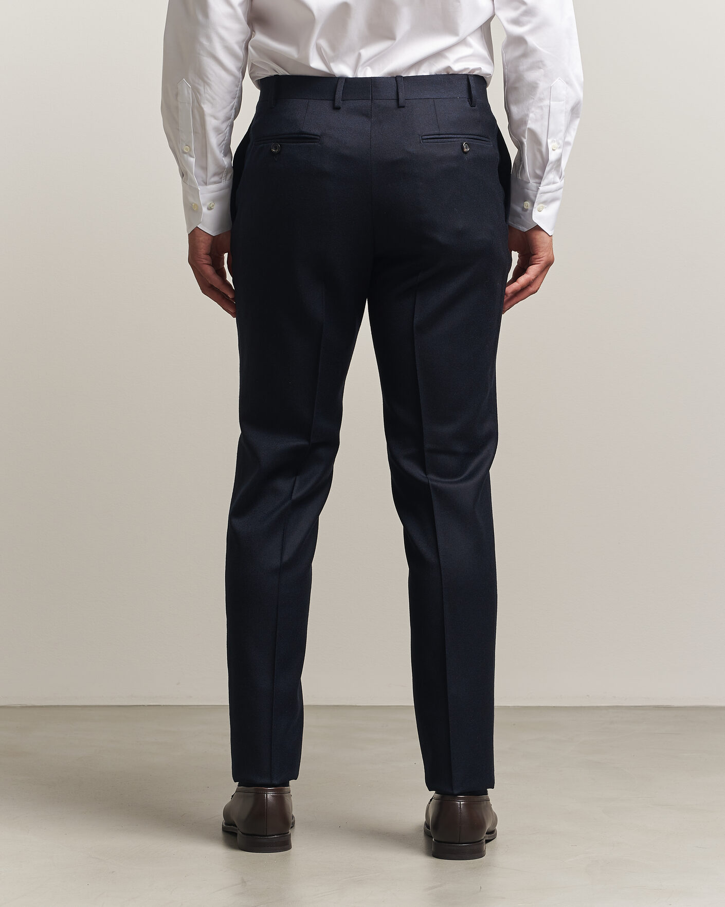 Herr | Byxor | Canali | Slim Fit Flannel Trousers Navy