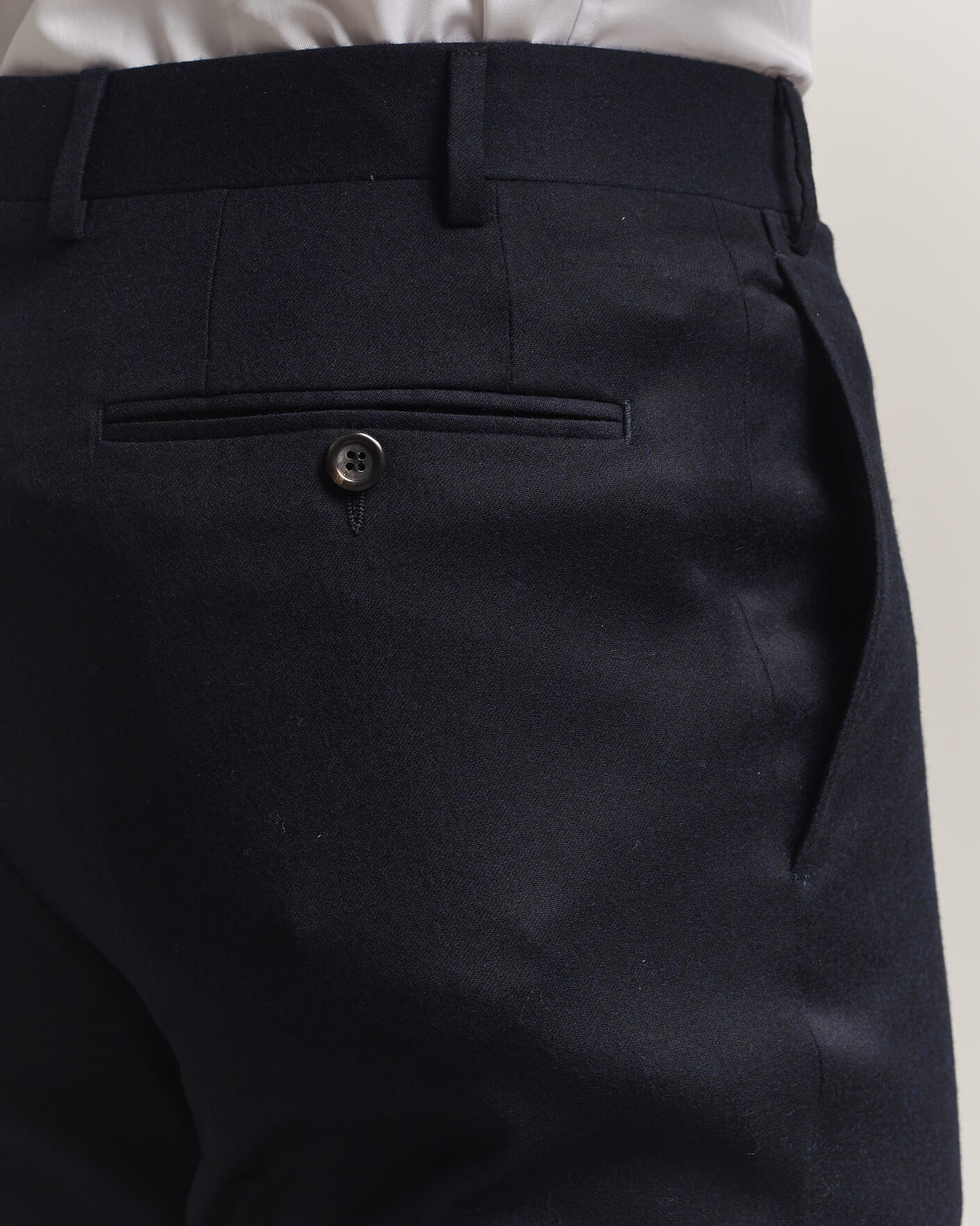 Herr | Byxor | Canali | Slim Fit Flannel Trousers Navy