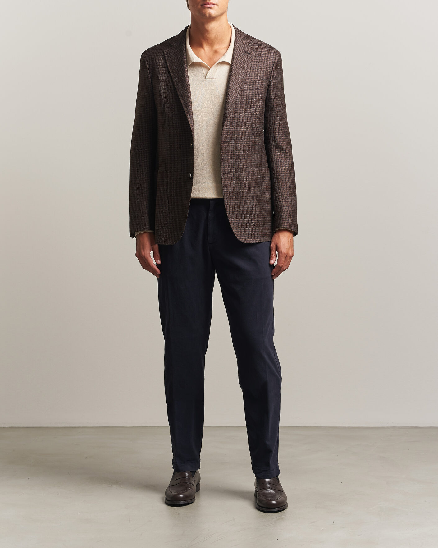 Herr | Byxor | Canali | Cotton/Cashmere Chinos Navy
