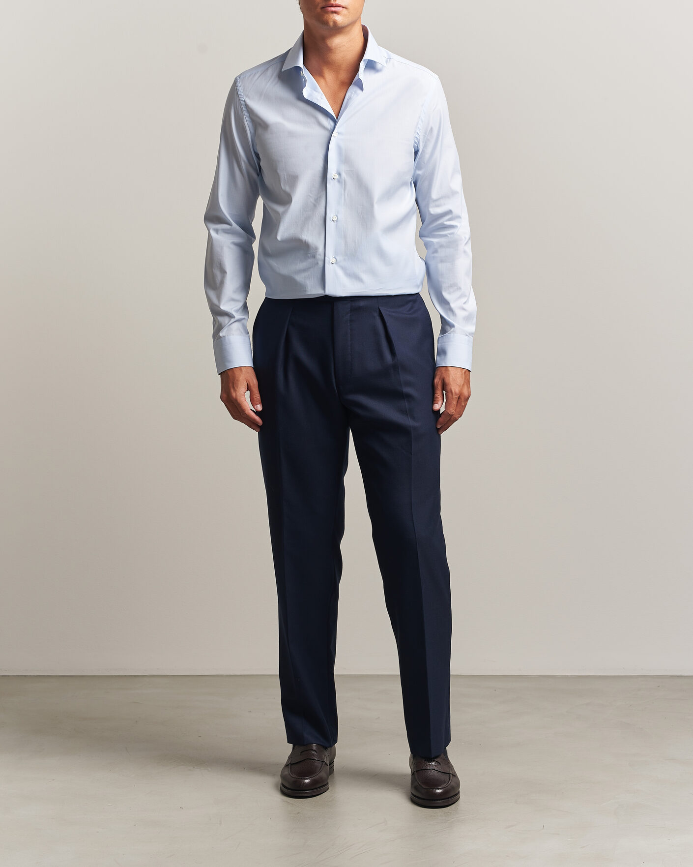 Herr | Skjortor | Canali | Slim Fit Dress Shirt Light Blue Check