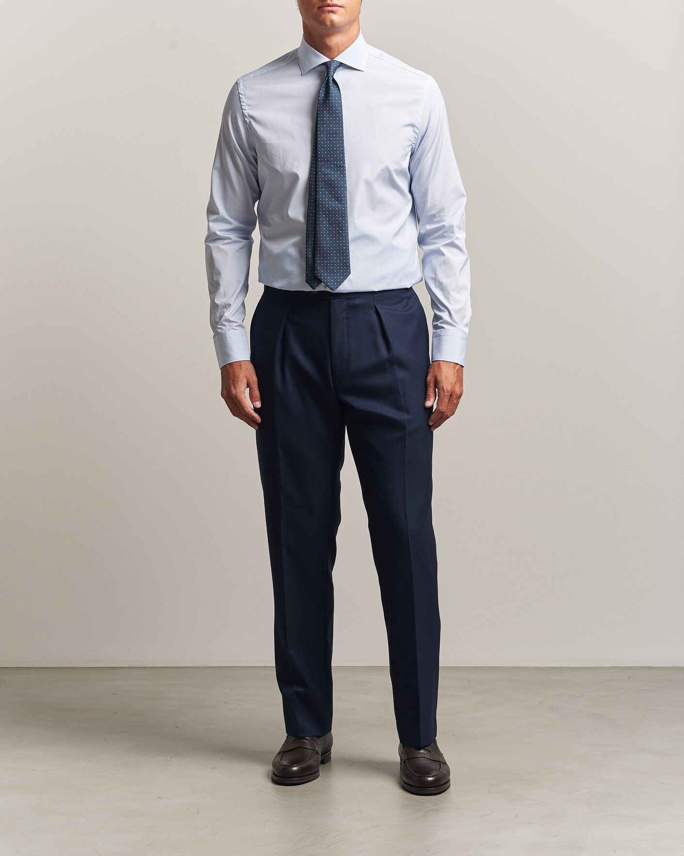 Herr | Skjortor | Canali | Slim Fit Dress Shirt Light Blue Stripe