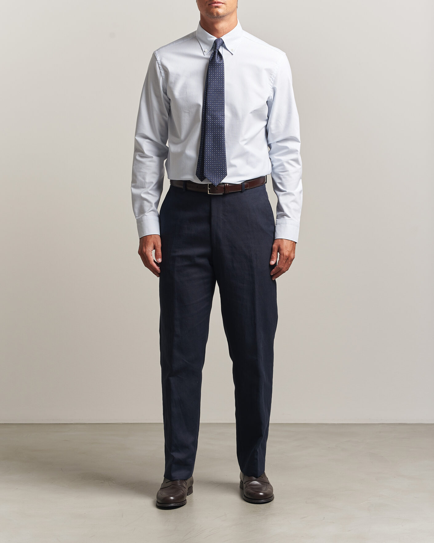 Herr | Skjortor | Canali | Oxford Button Down Shirt Light Blue Stripe