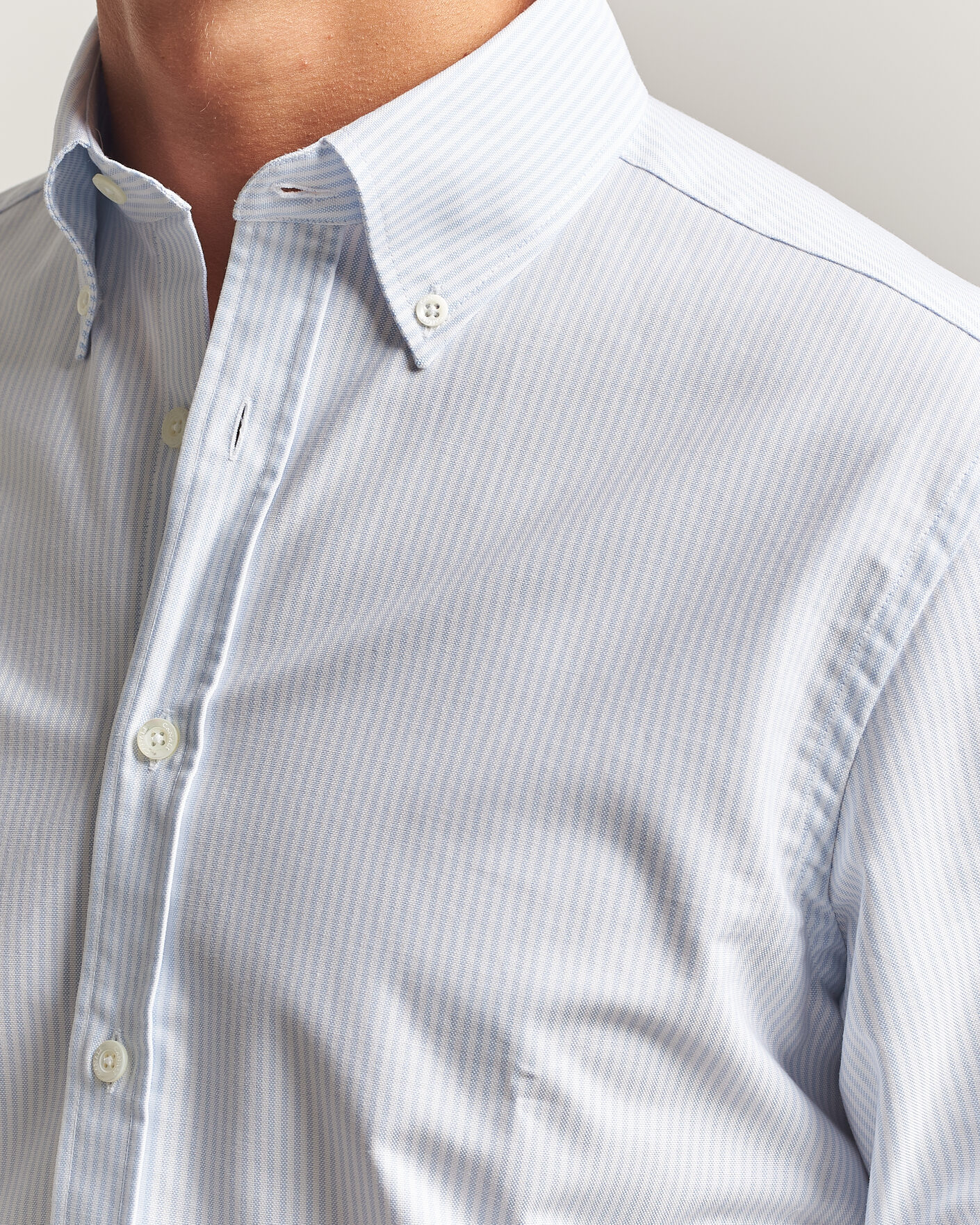 Herr | Skjortor | Canali | Oxford Button Down Shirt Light Blue Stripe