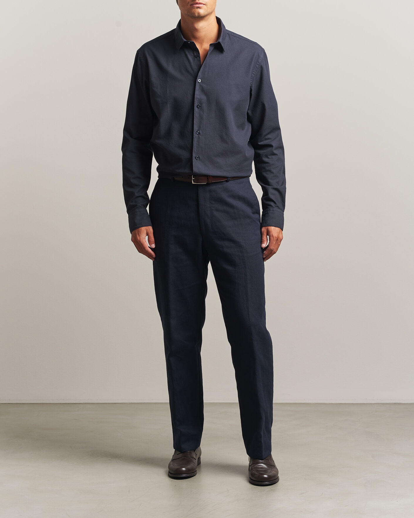 Herr | Skjortor | Canali | Garment Dyed Cotton Shirt Navy