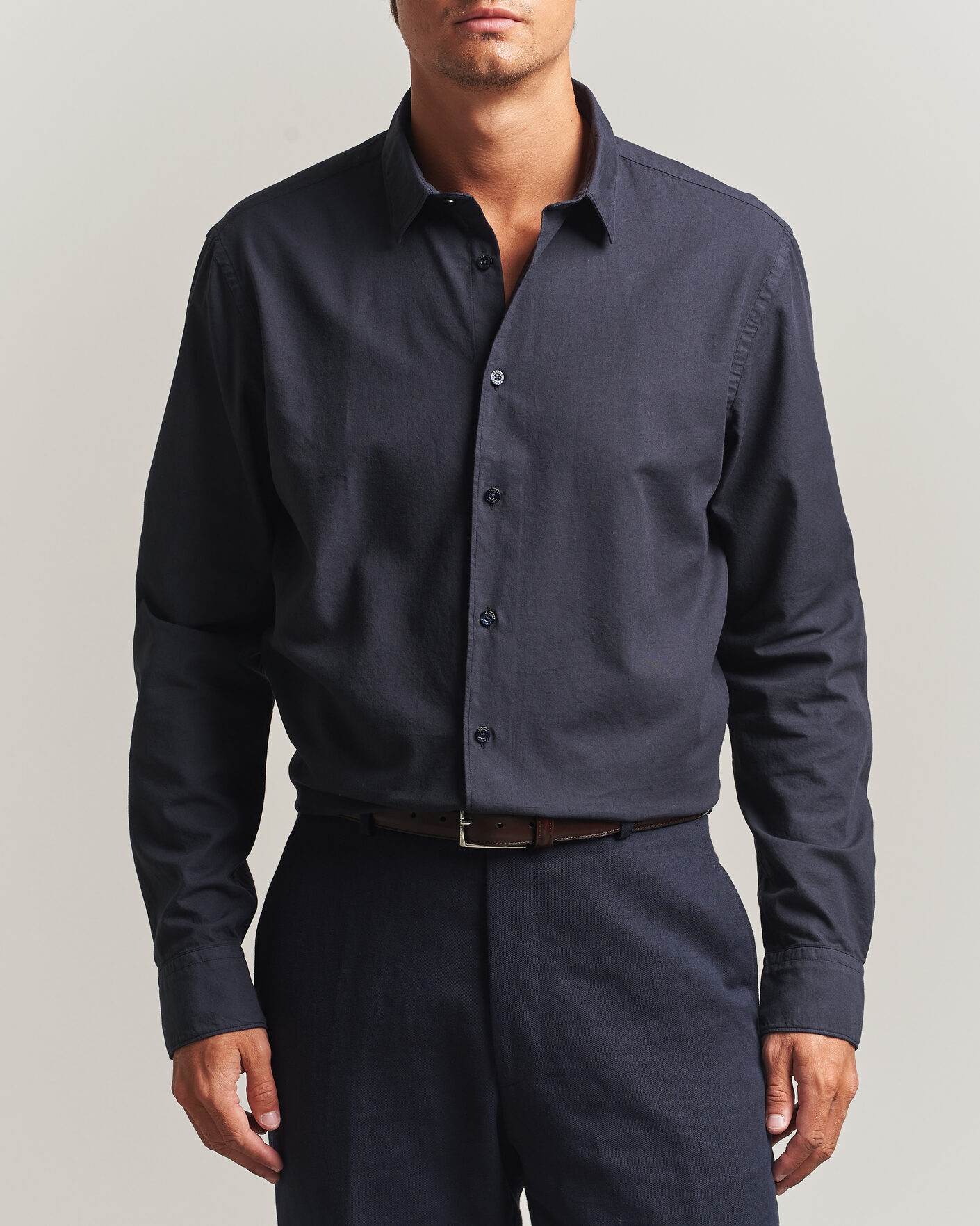 Herr | Skjortor | Canali | Garment Dyed Cotton Shirt Navy