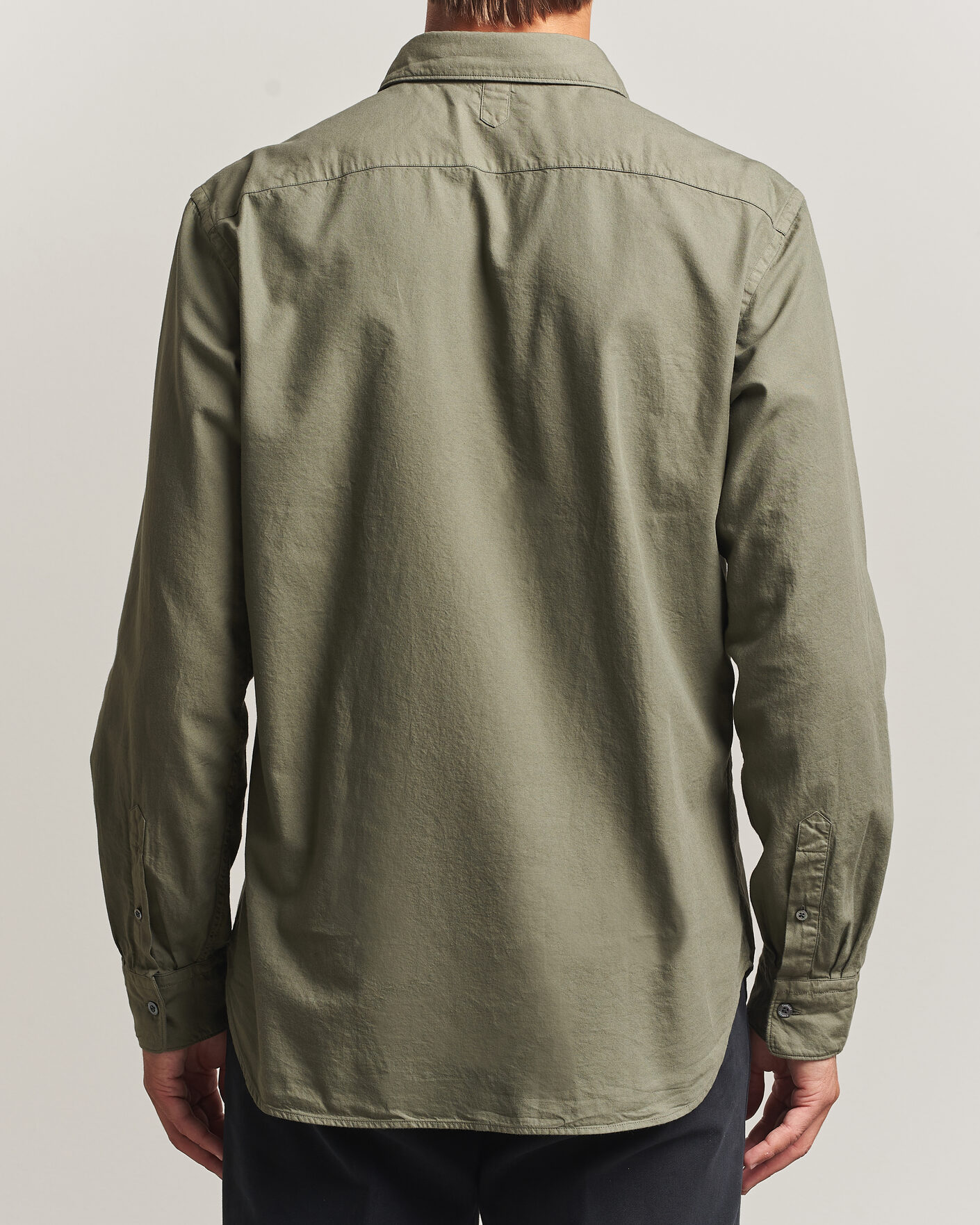 Herr | Skjortor | Canali | Garment Dyed Cotton Shirt Olive