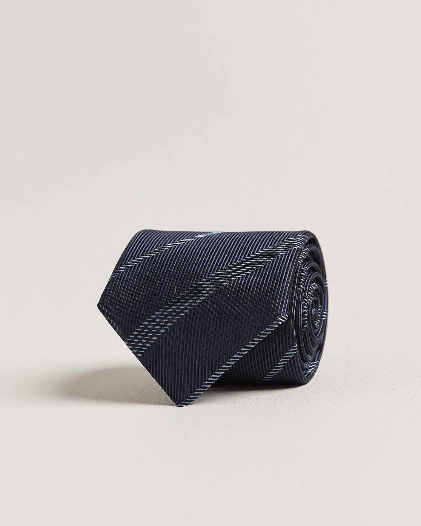 Herr | Slipsar | Canali | Regimental Stripe Silk Tie Navy