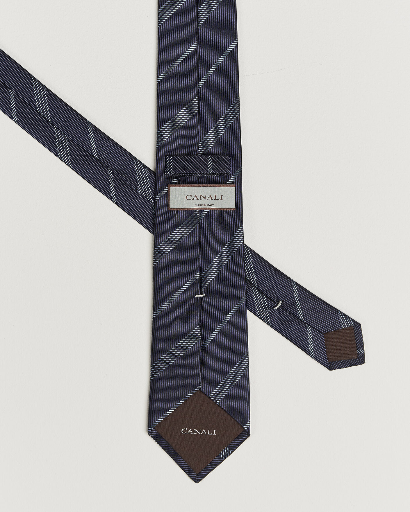 Herr | Slipsar | Canali | Regimental Stripe Silk Tie Navy