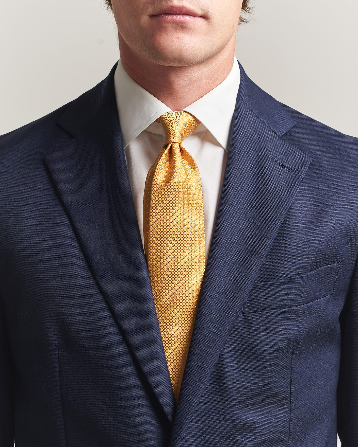 Herr | Slipsar | Canali | Jacquard Silk Tie Yellow