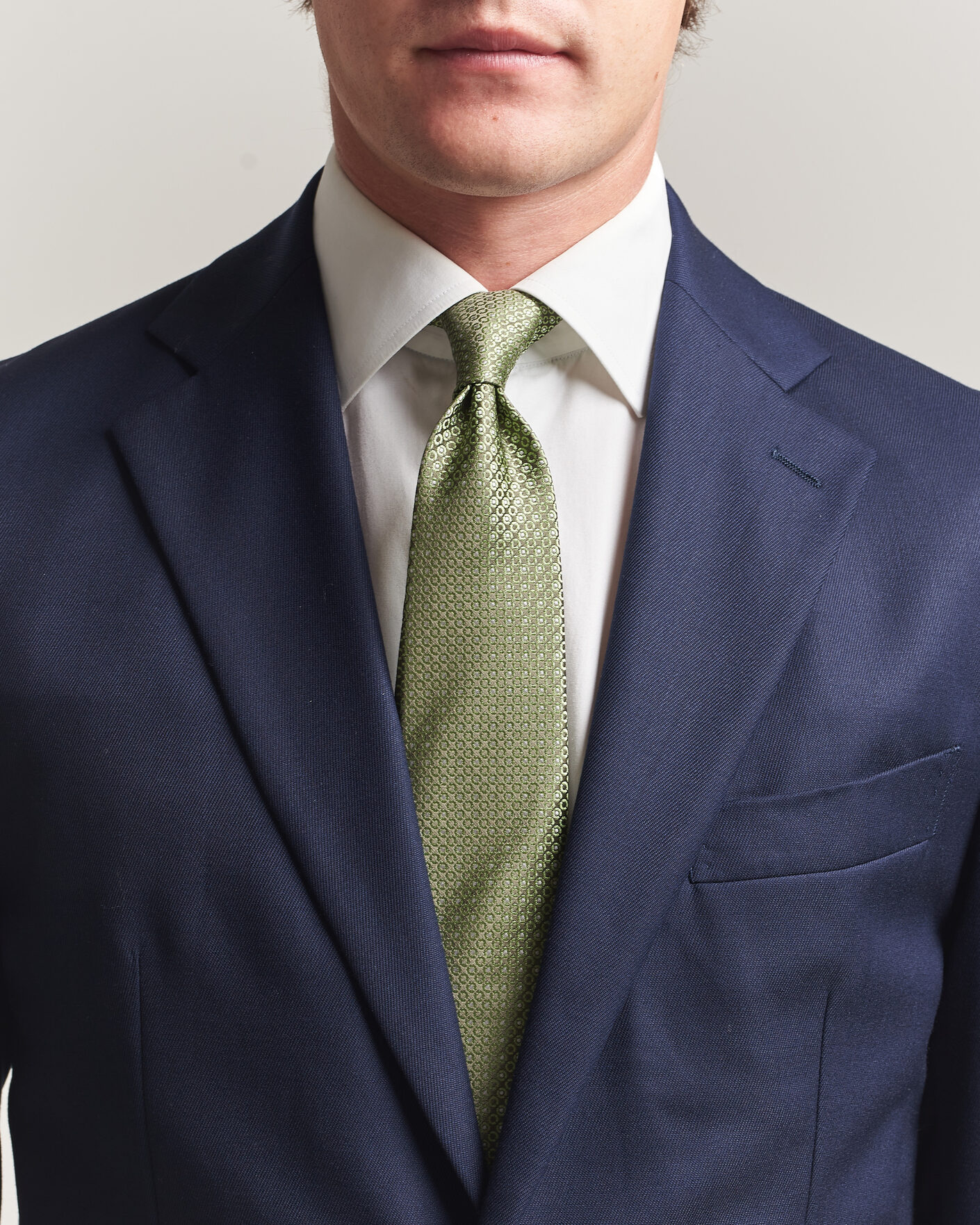 Herr | Slipsar | Canali | Jacquard Silk Tie Grass Green