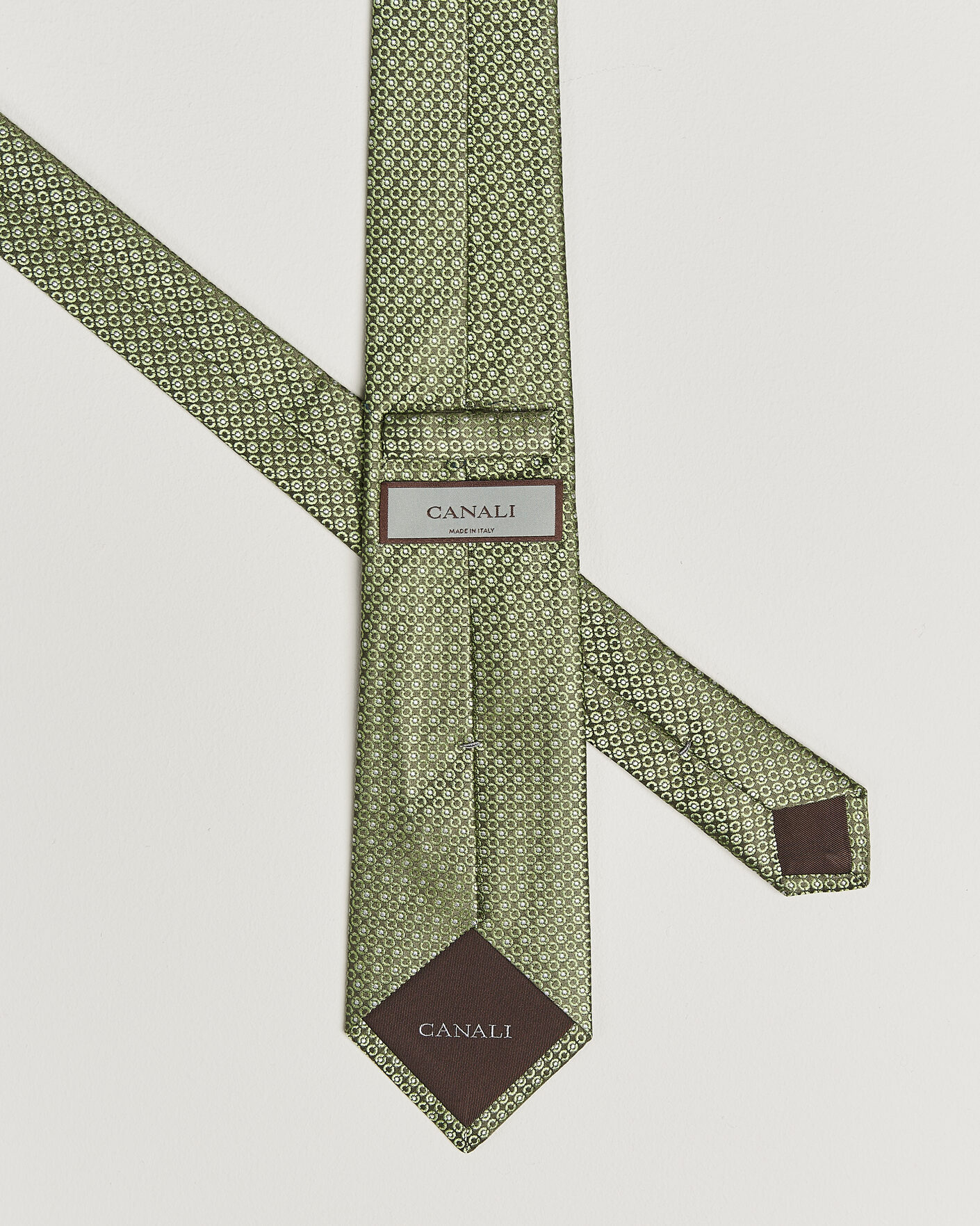 Herr | Slipsar | Canali | Jacquard Silk Tie Grass Green