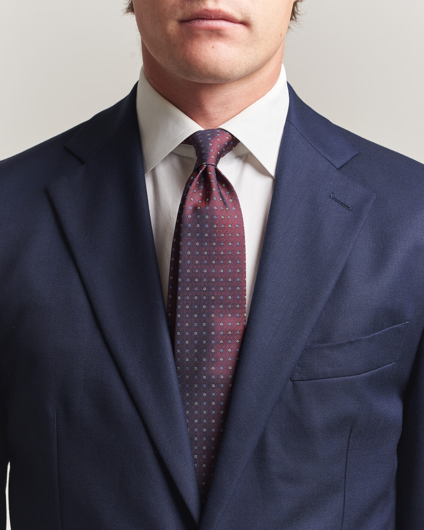 Herr | Slipsar | Canali | Jacquard Silk Tie Burgundy